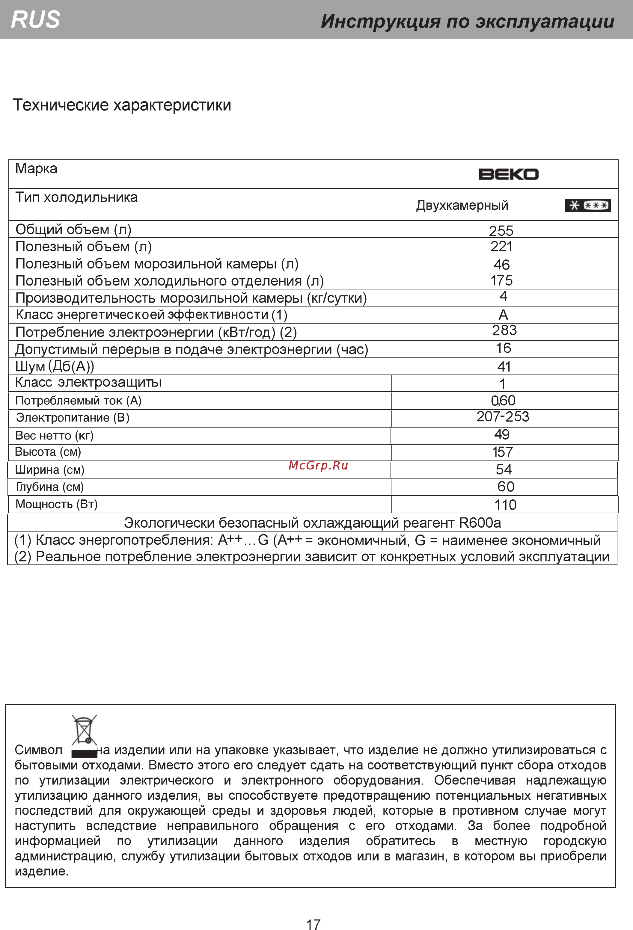 Beko CS 325000 [15/19] Инструкция по эксплуатации