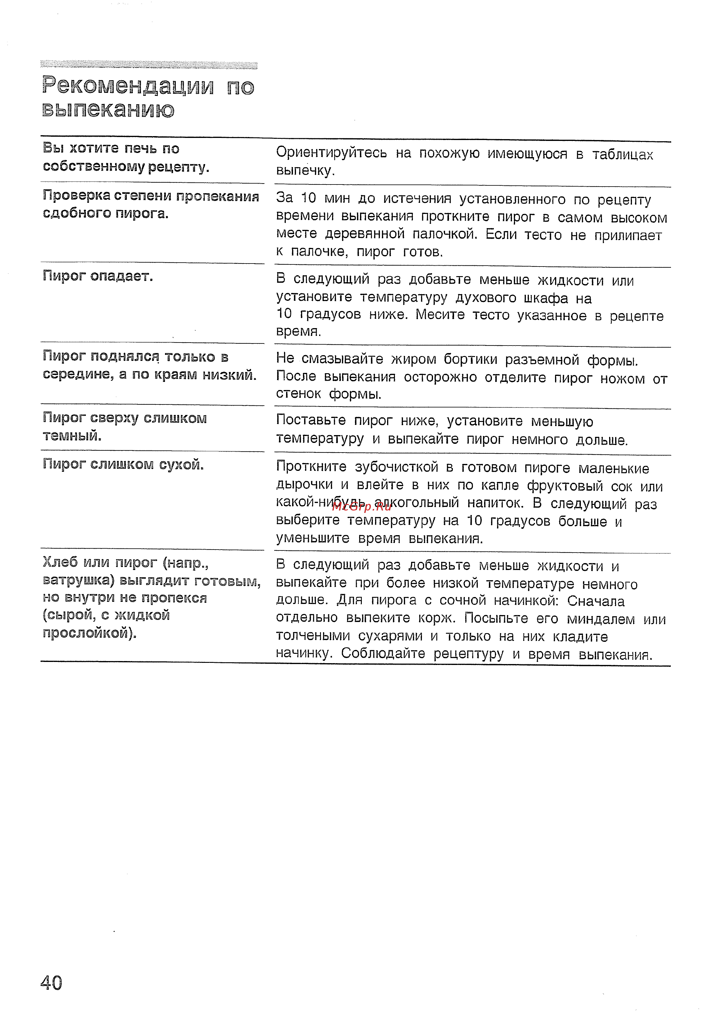 Bosch HBN 532 EO [44/60] Рекомендации л выпеканию