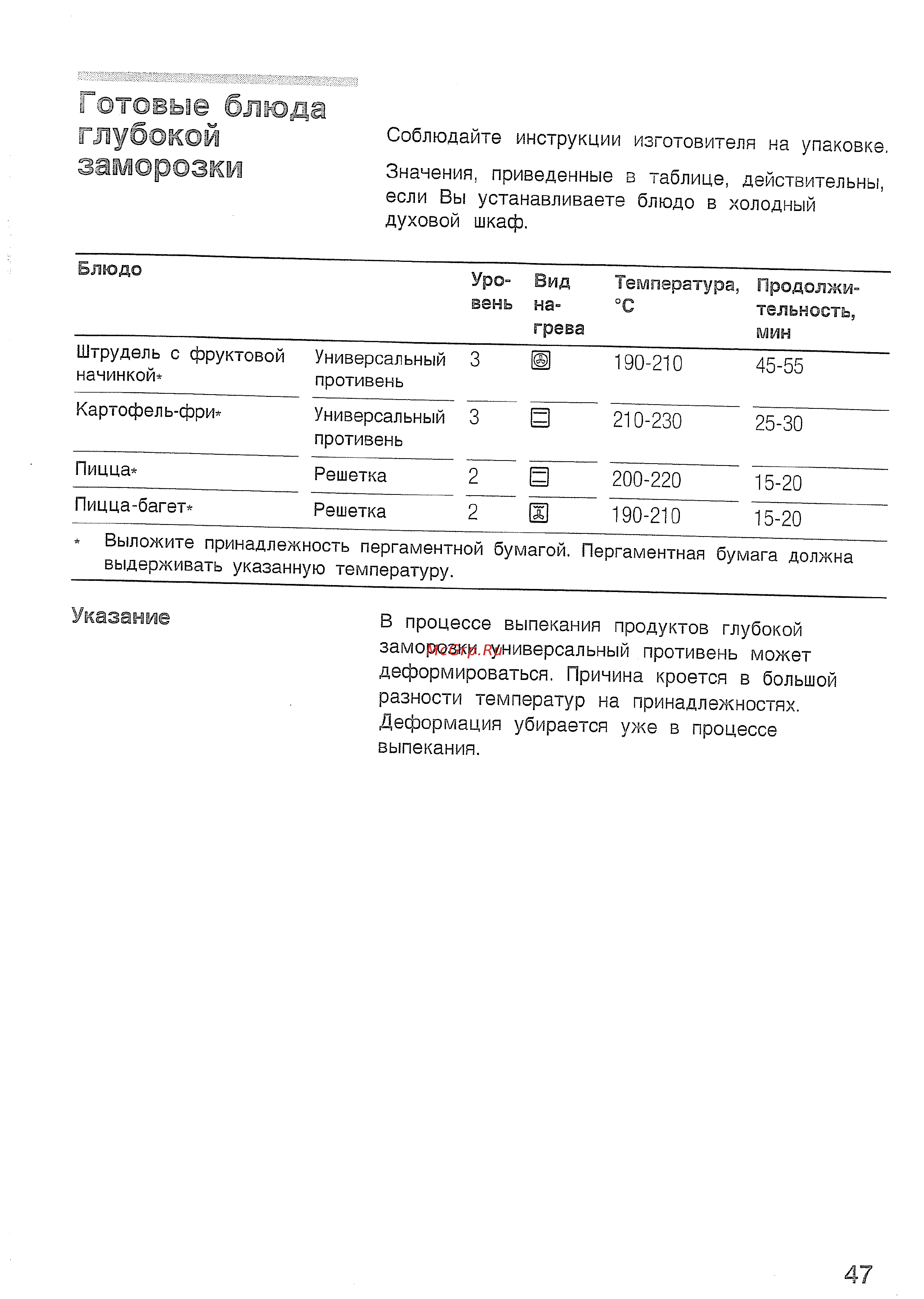 Bosch HBN 532 EO [51/60] Готовые блюда глубокой заморозки