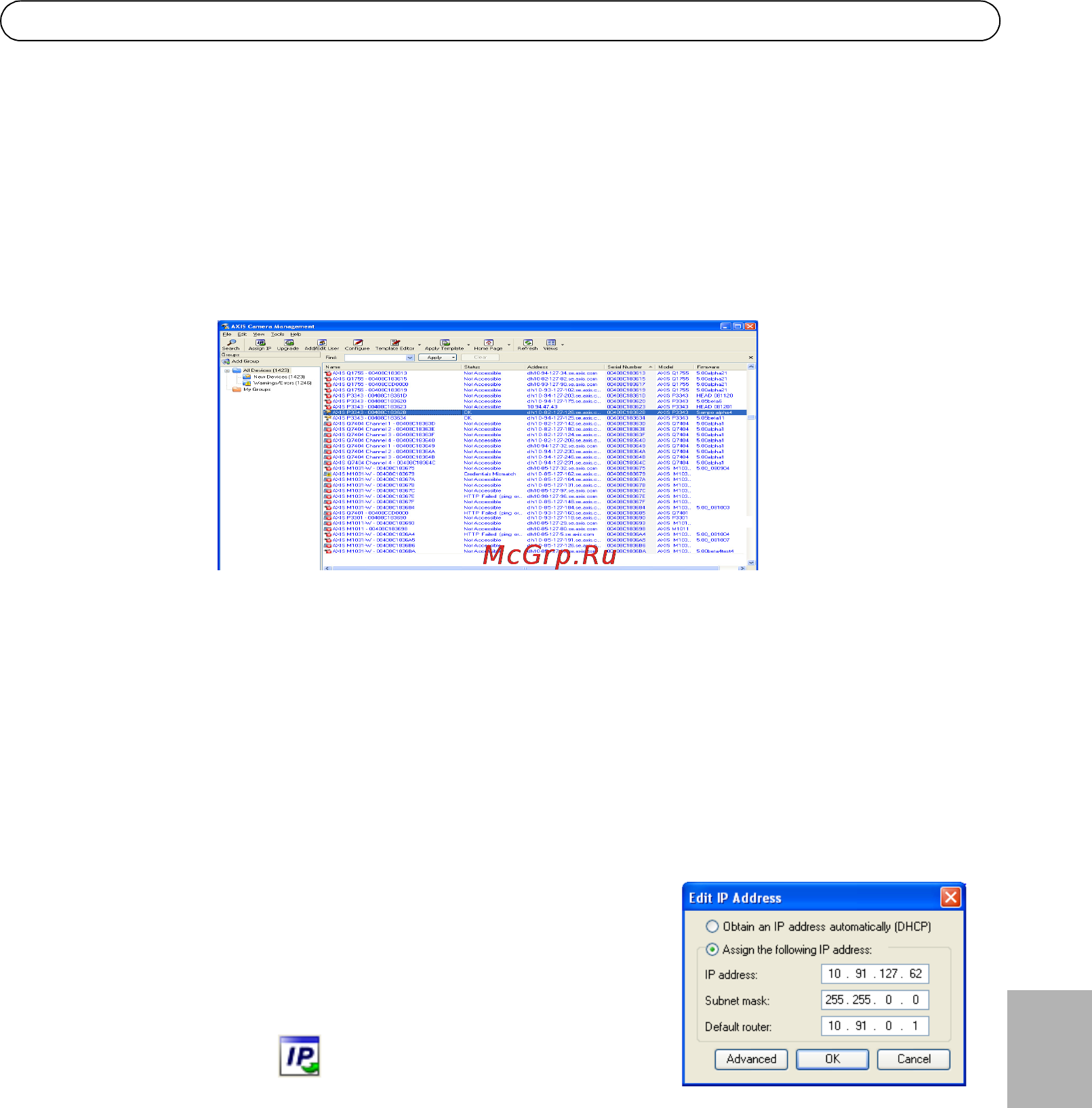 Axis P3346 [91/104] Asignación de una dirección ip en un dispositivo individual