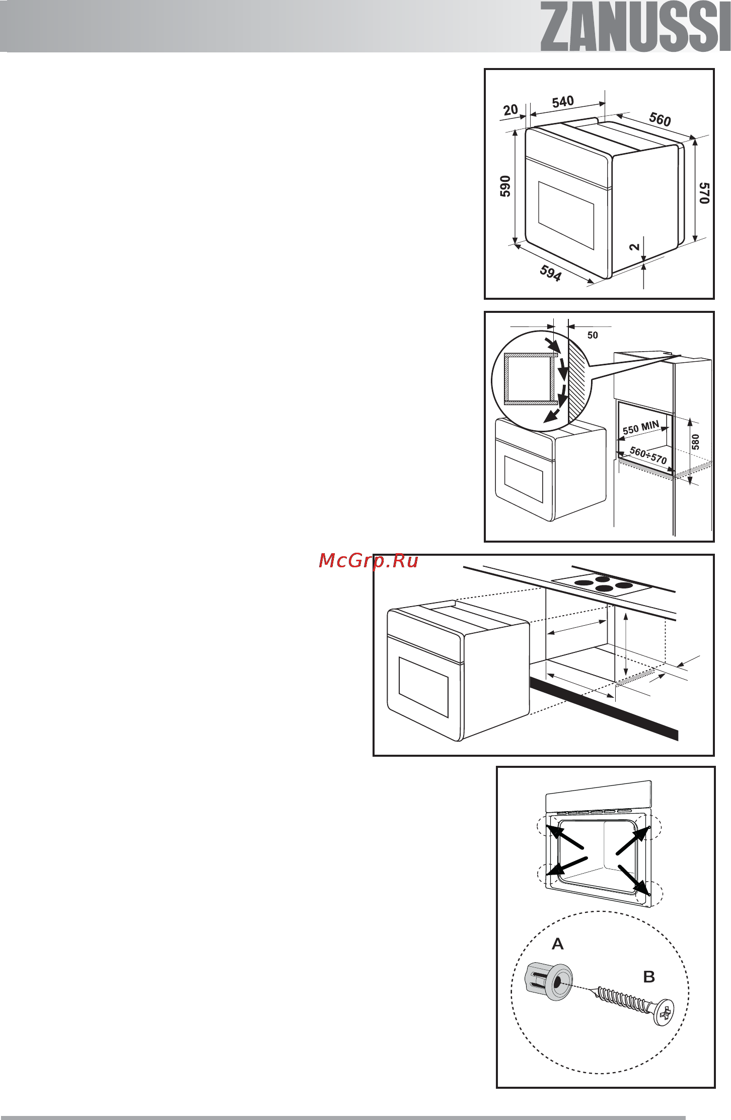 Zanussi ZOB282WC [27/32] Инструкции по встраиванию