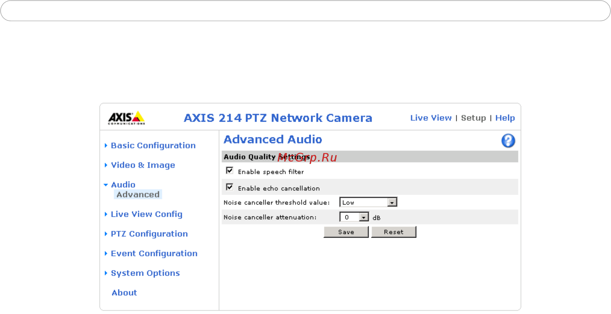 Axis 214 PTZ [22/53] Advanced audio settings
