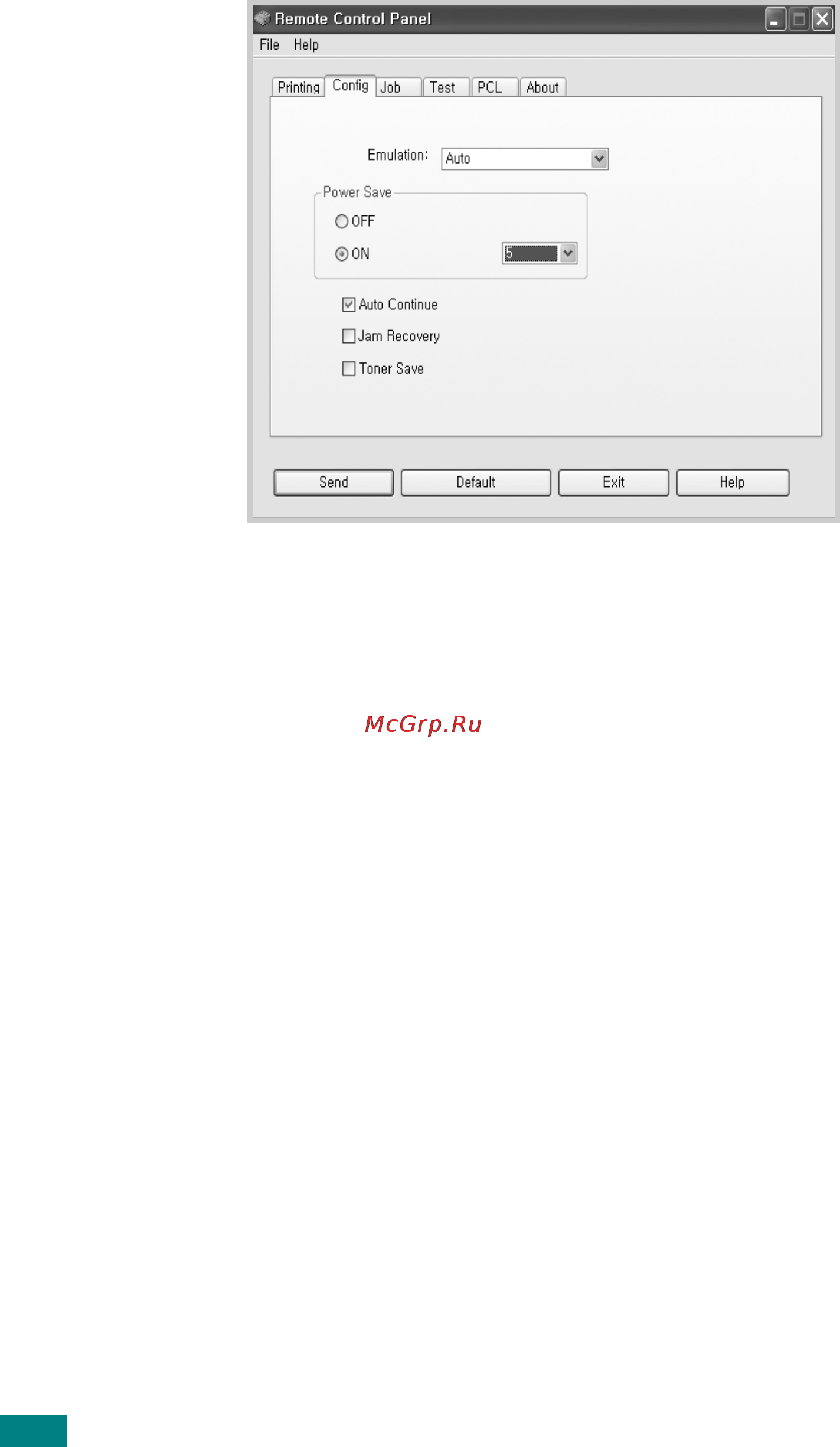 Ricoh Aficio BP20 [147/172] Config tab
