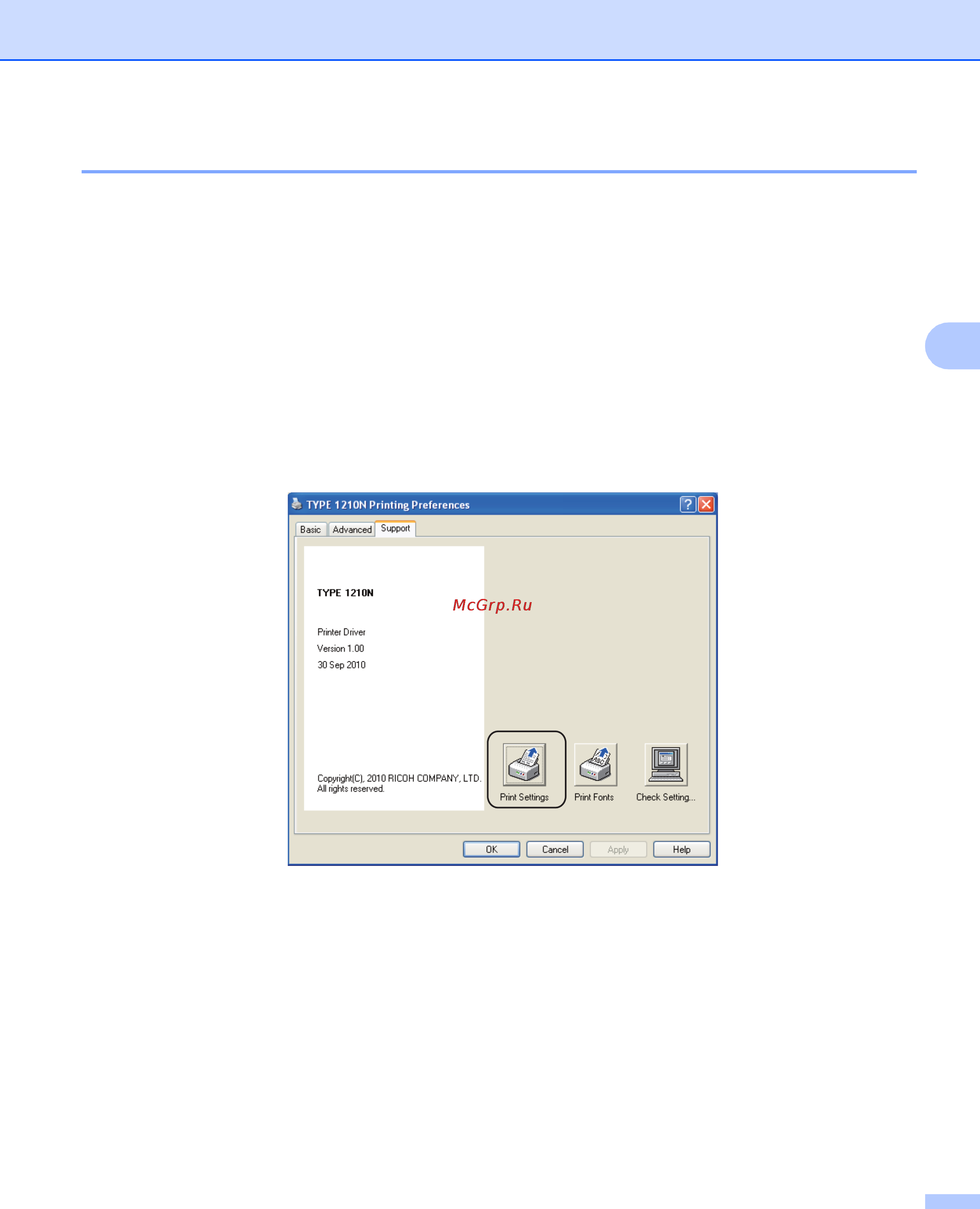 Ricoh Aficio SP 1210N [57/129] Print a printer settings page