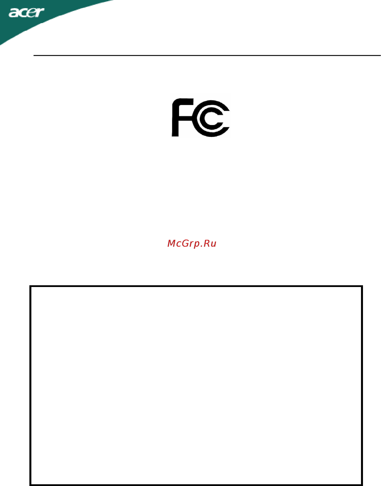 Acer S273HLbmii [10/30] Federal communications commission declaration of conformity