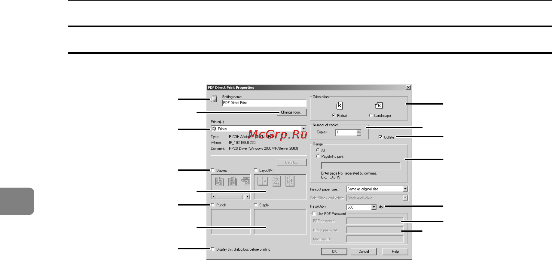 Ricoh Aficio SP 8100DN [94/340] Pdf direct print properties