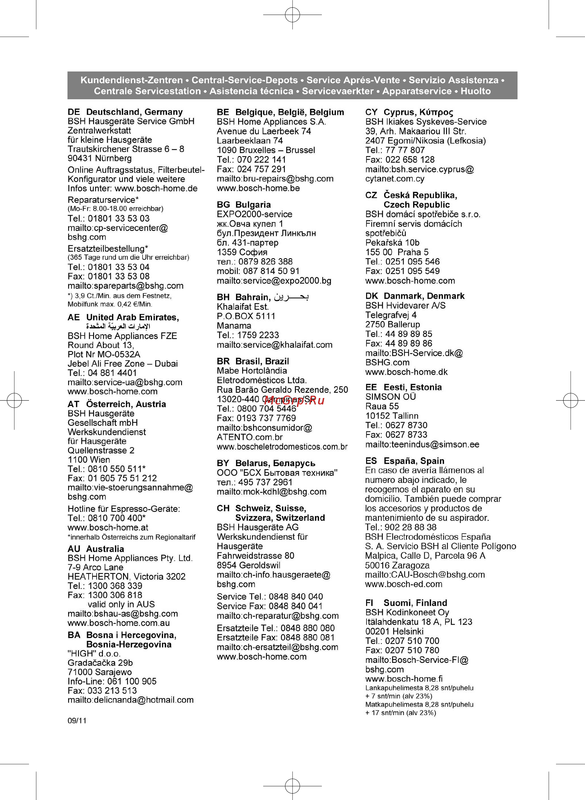 Bosch BSN 1810 RU [71/82] Kundendienst zentren centrai service depots service après vente servizio assistenza