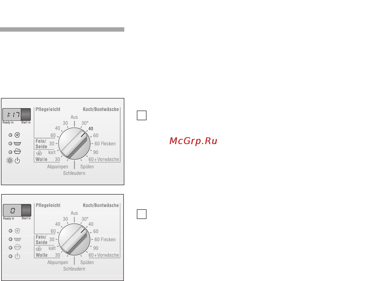 Bosch WFO 2051 [29/64] Индикация ready in start in и клавиша start in