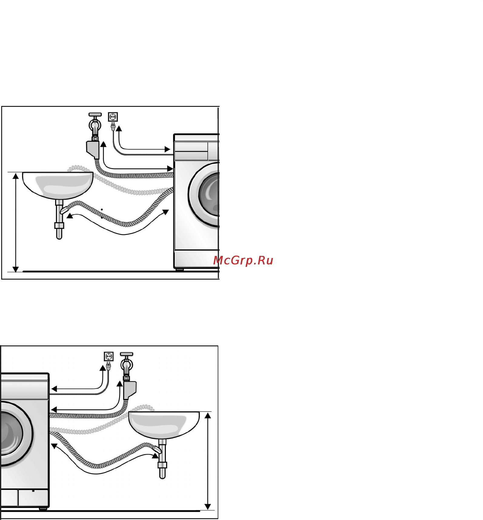 Bosch WFW 2831 [64/72] Длины шлангов и сетевого шнура