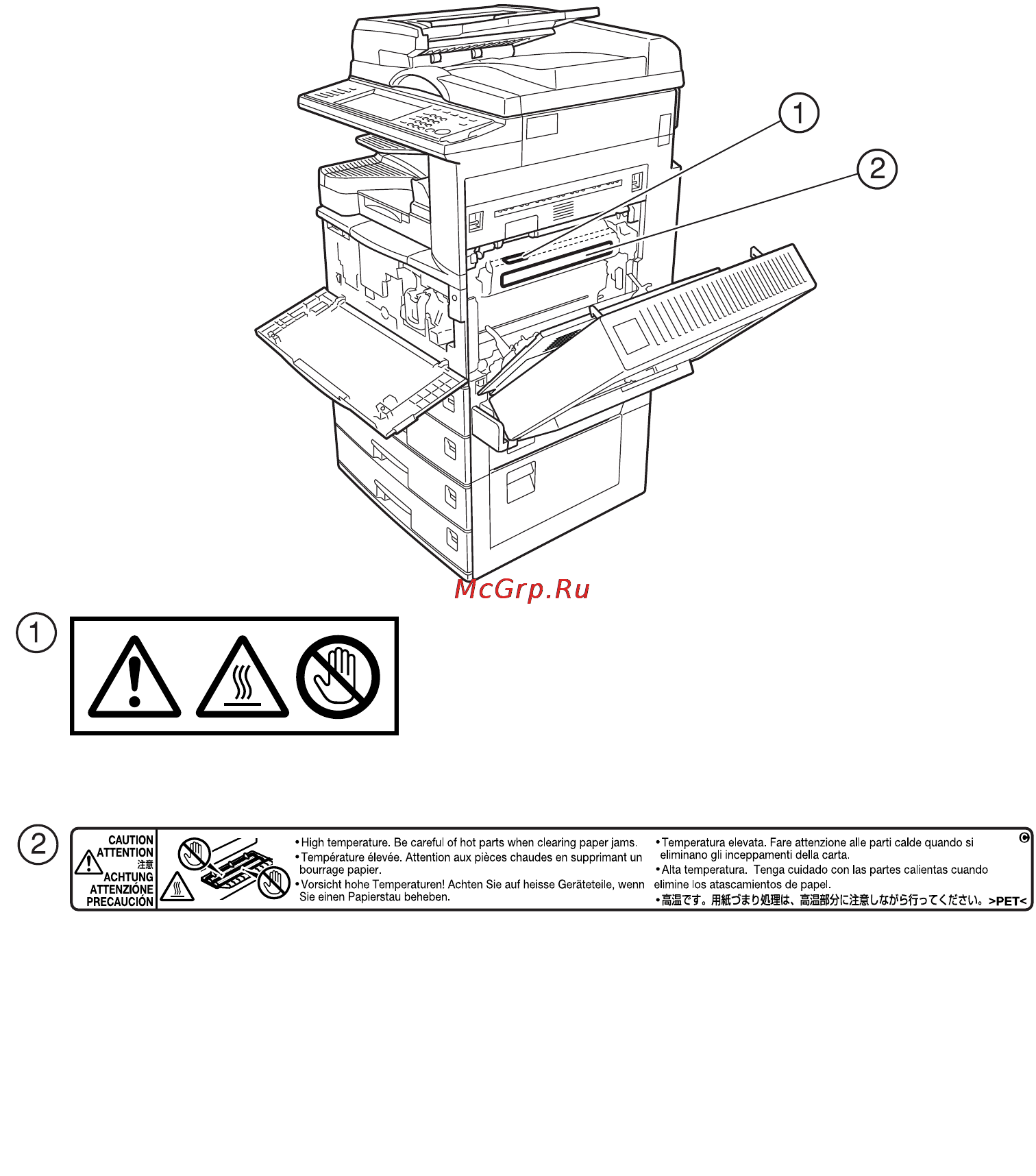 Ricoh Aficio 3030 [27/228] Позиции жтикеток и указателей длш сообщений rостогожно и rвнимание