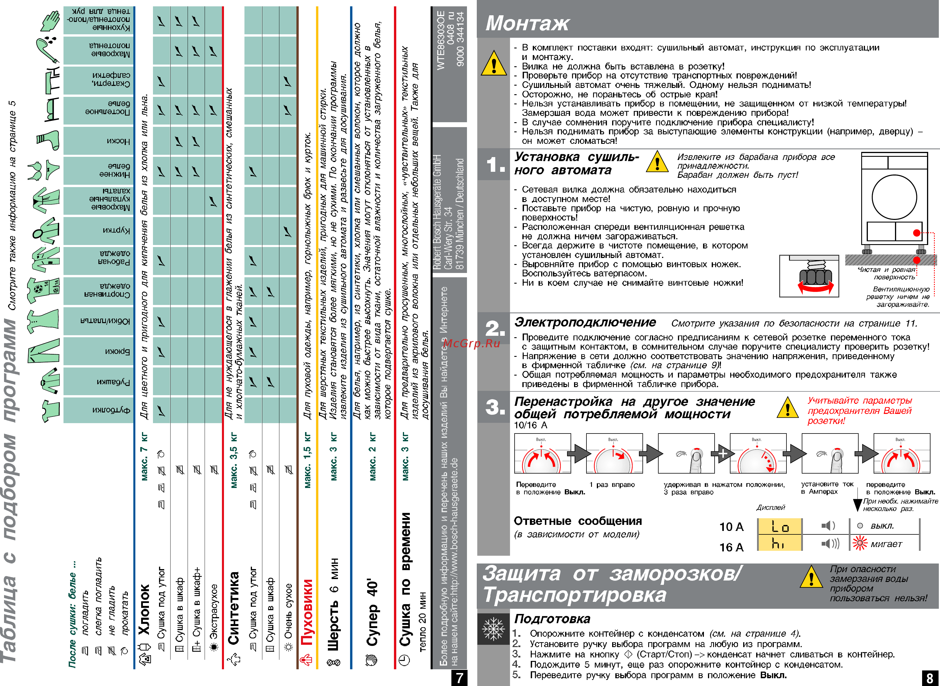 Bosch WTE 86303 OE Инструкция по эксплуатации онлайн [6/25] 59210