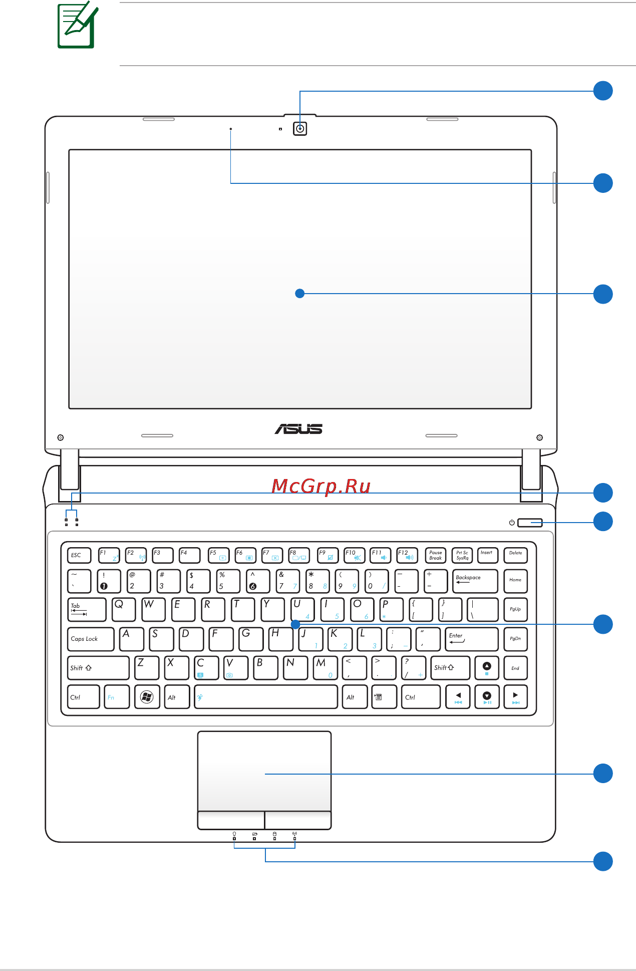 Asus U32U E450/4G/320G [14/102] Клавиатура раскладка клавиатуры может отличаться от указанной здесь