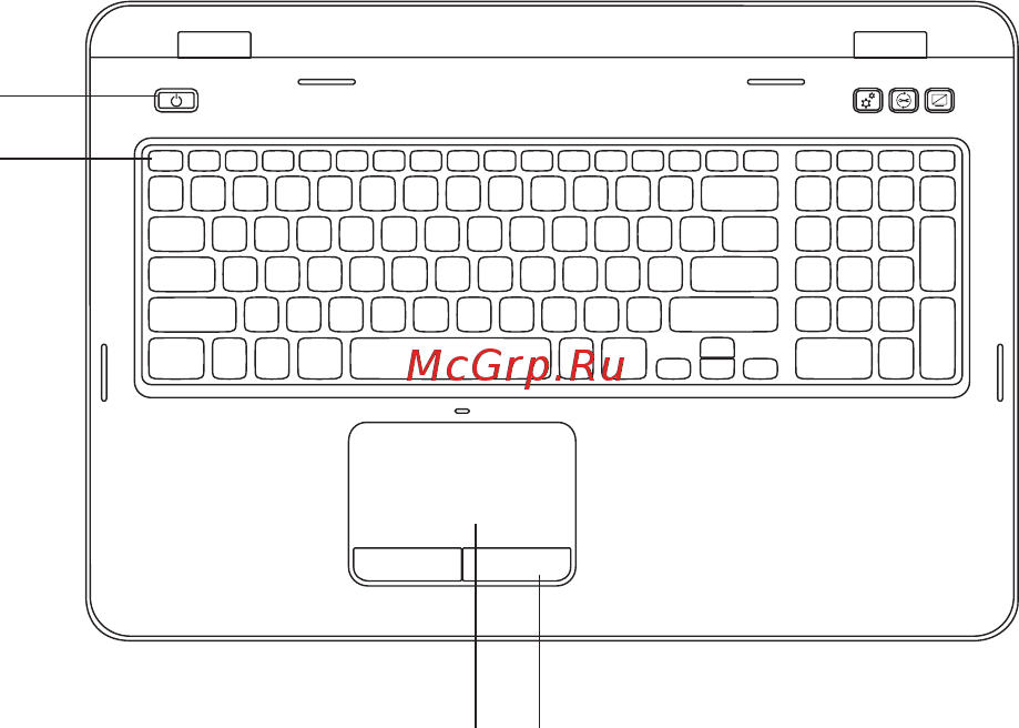 Dell Inspiron N7110  /7110-8264/ [38/118] Элементы расположенные на основании компьютера и клавиатуре