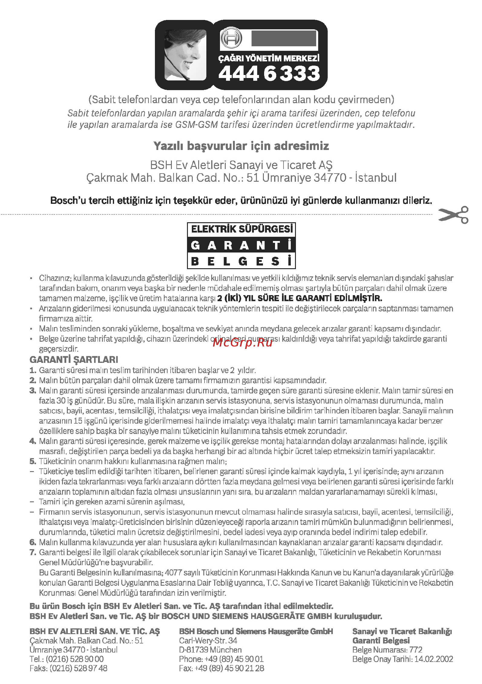 Bosch BSG 8PRO1 [153/157] Yazih baçvurular için ad resi miz