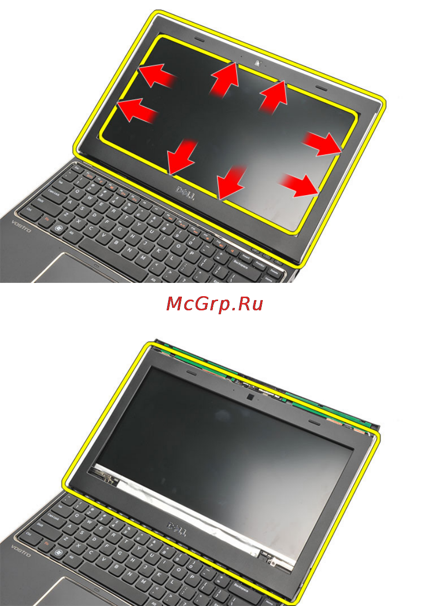 Dell Vostro v131 /v131-3711/ Red [41/98] Снятие лицевой панели дисплея