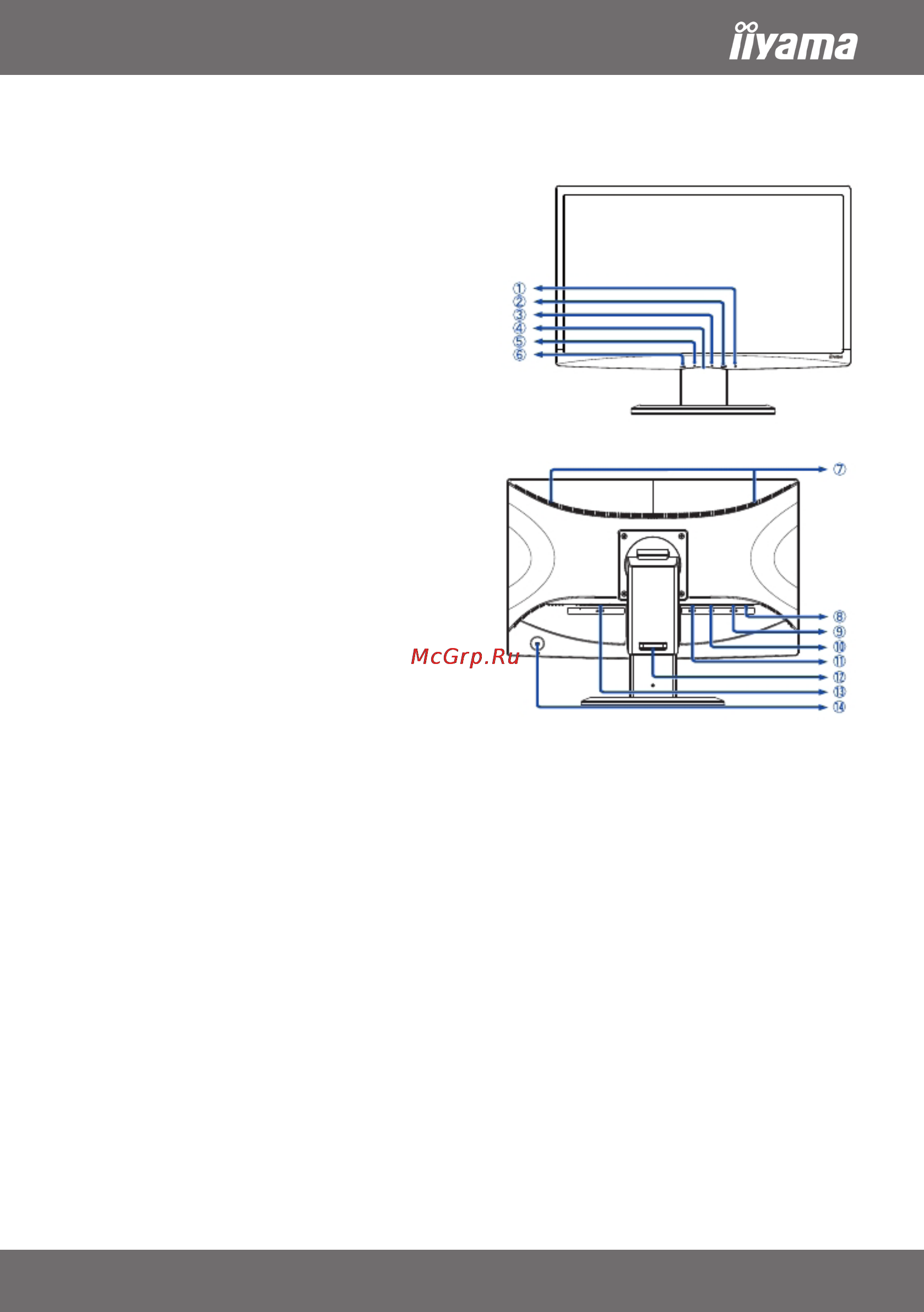 Iiyama PLB2475HDS-B1 [6/8] Органы управления и разъемы prolite b2475hds