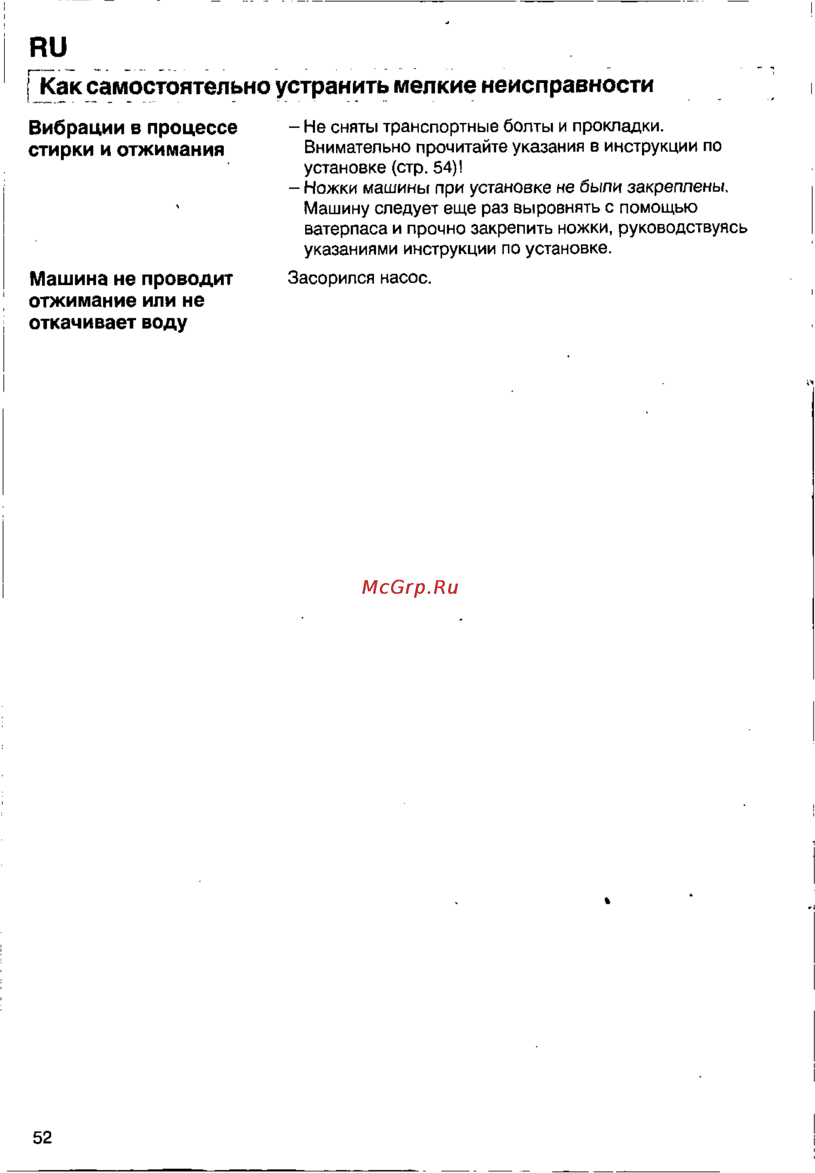 Bosch WFB 1002 [50/73] Как самостоятельно устранить мелкие неисправности