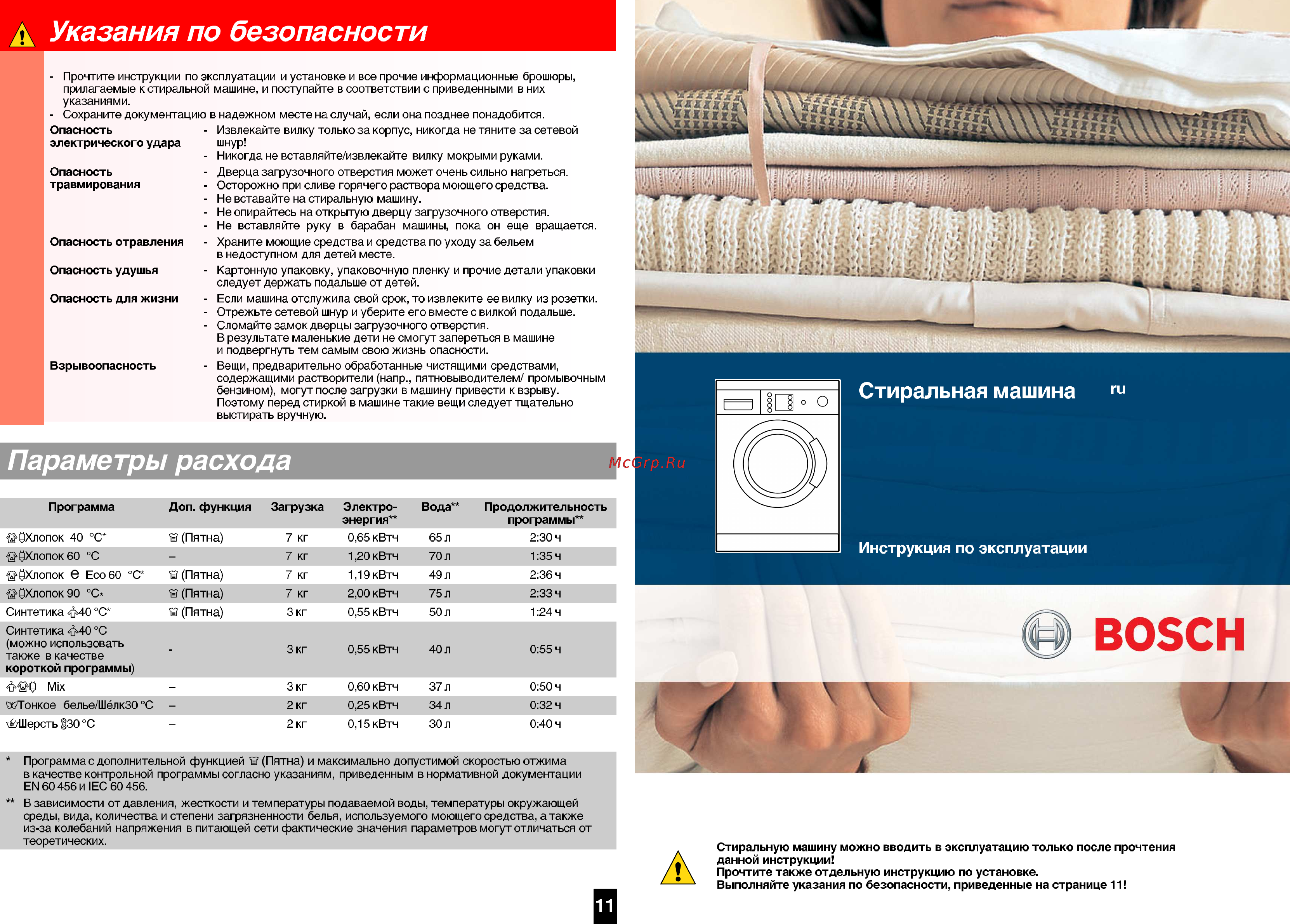 Bosch WAE 24441 OE [8/8] Параметры расхода