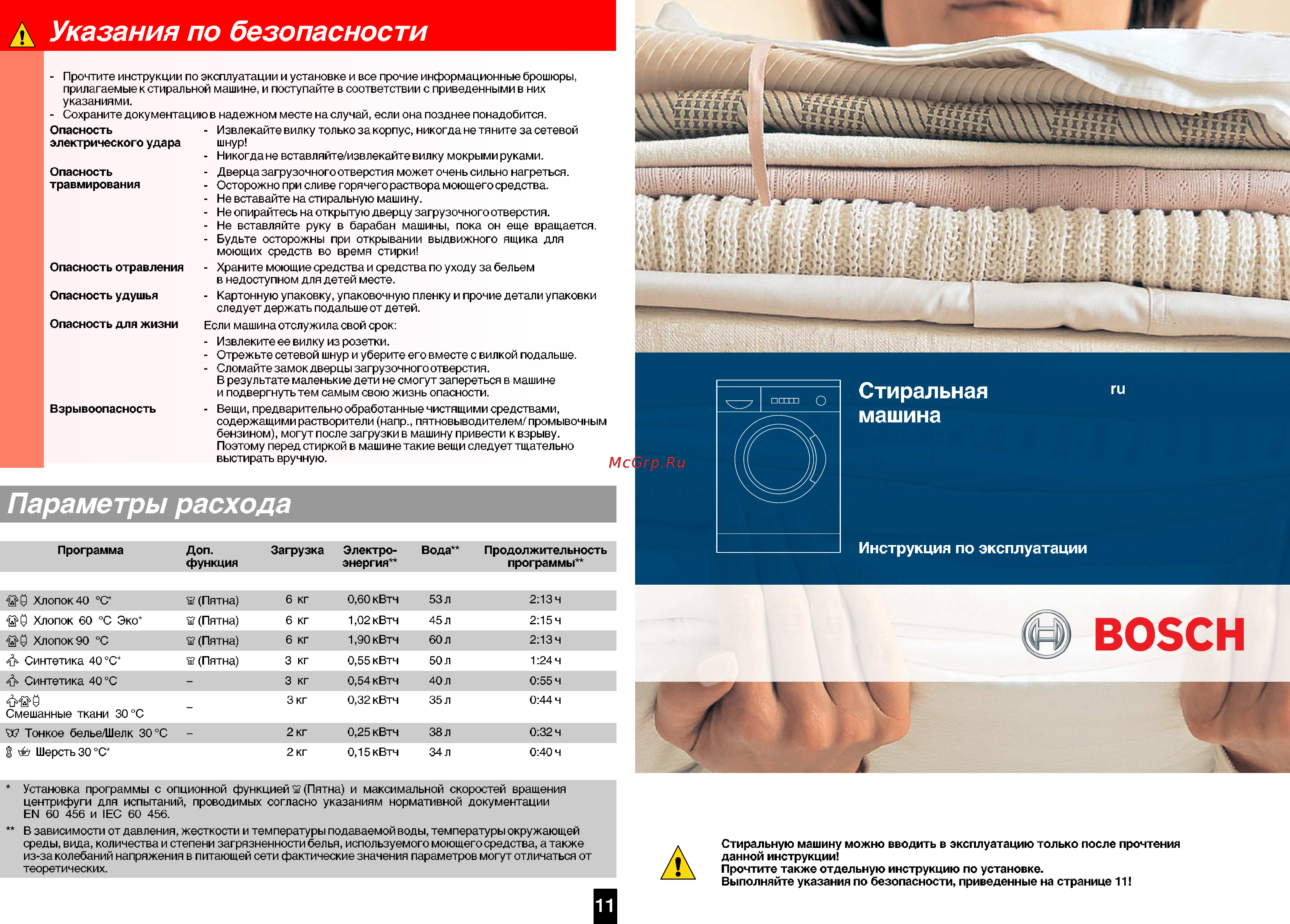Bosch WAE 24360 OE [8/8] Параметры расхода