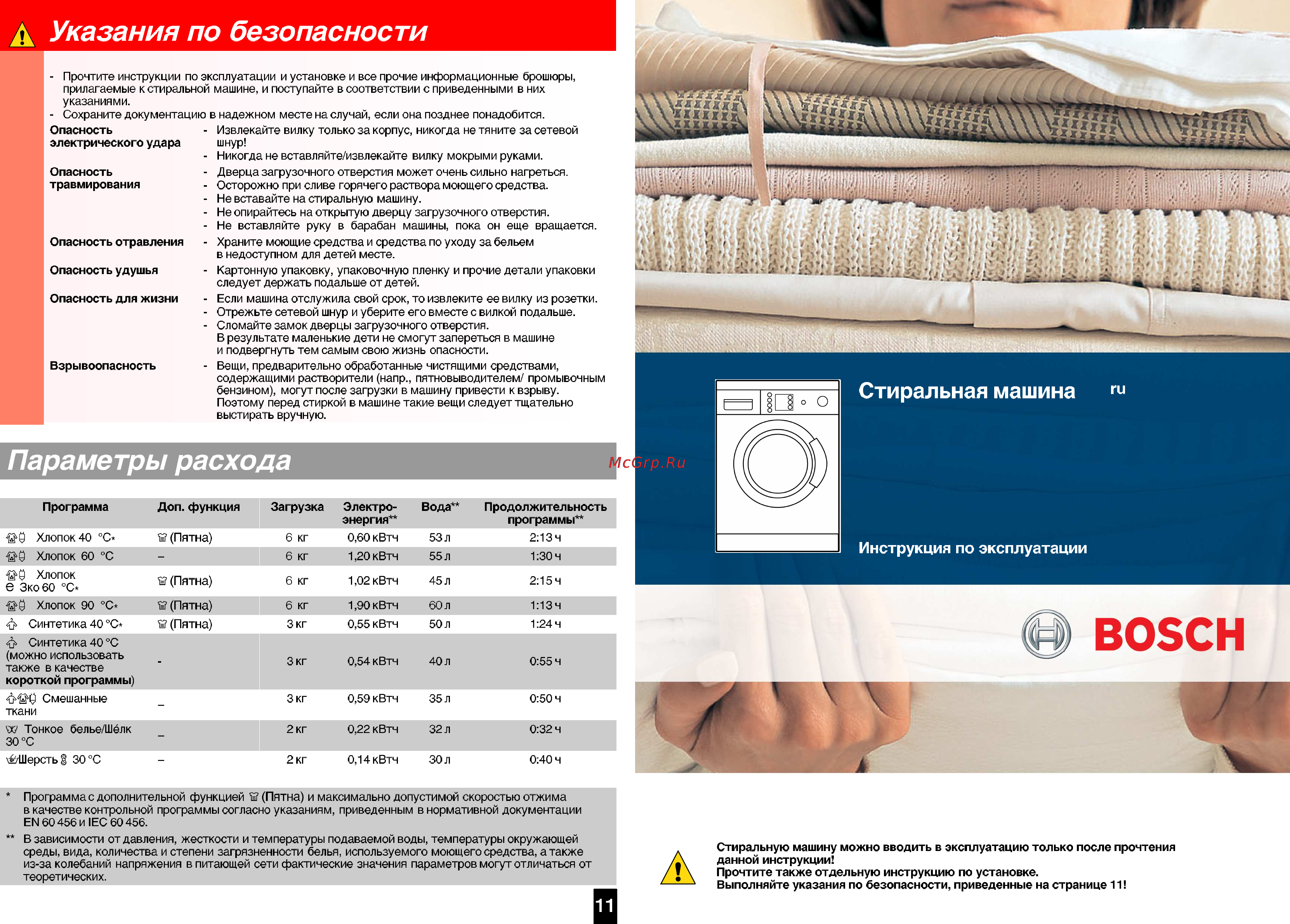 Bosch WAE 20460 BC [8/8] Параметры расхода