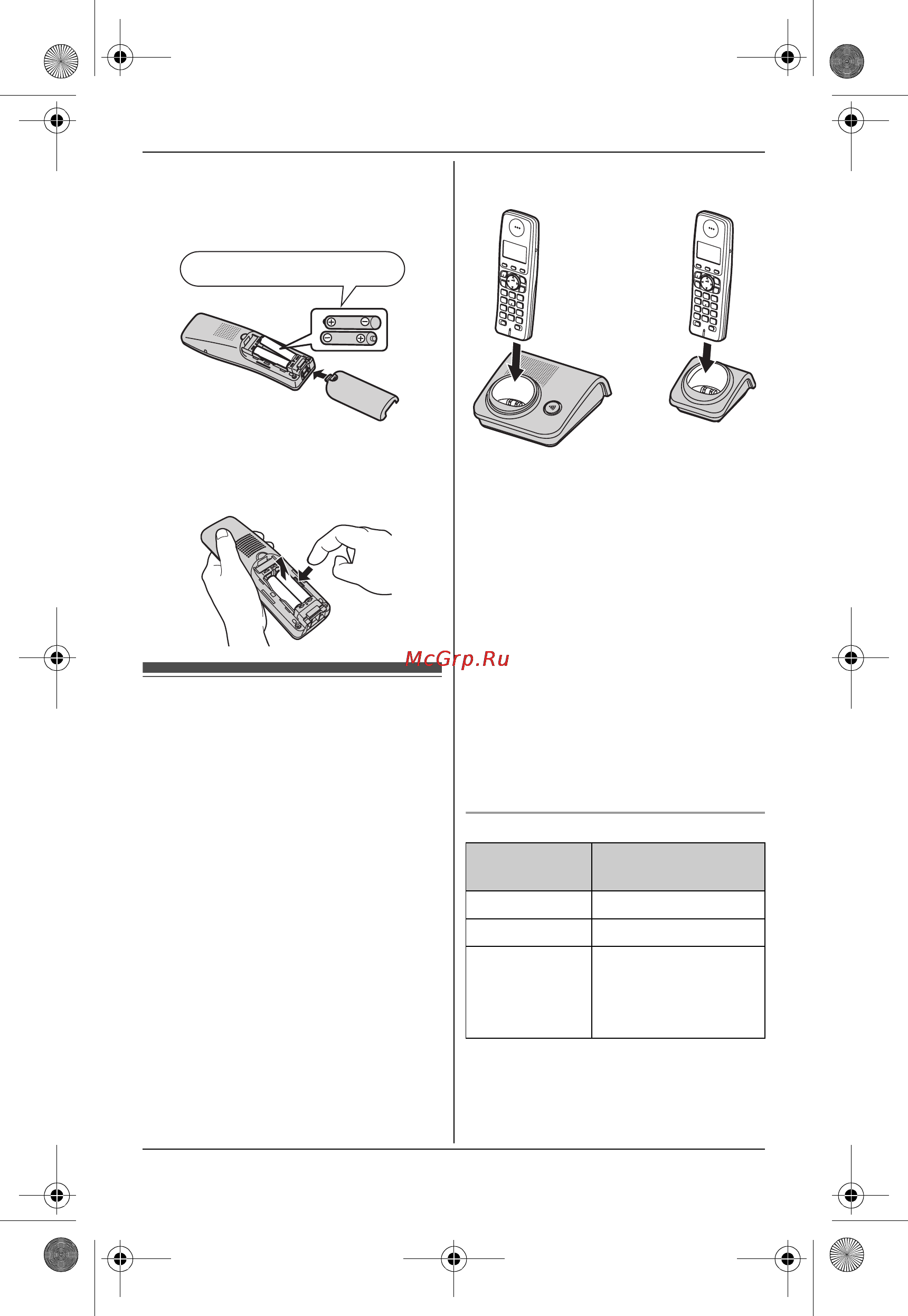 Panasonic KX-TG7205  RU-S [10/48] Зарядка аккумуляторных батарей