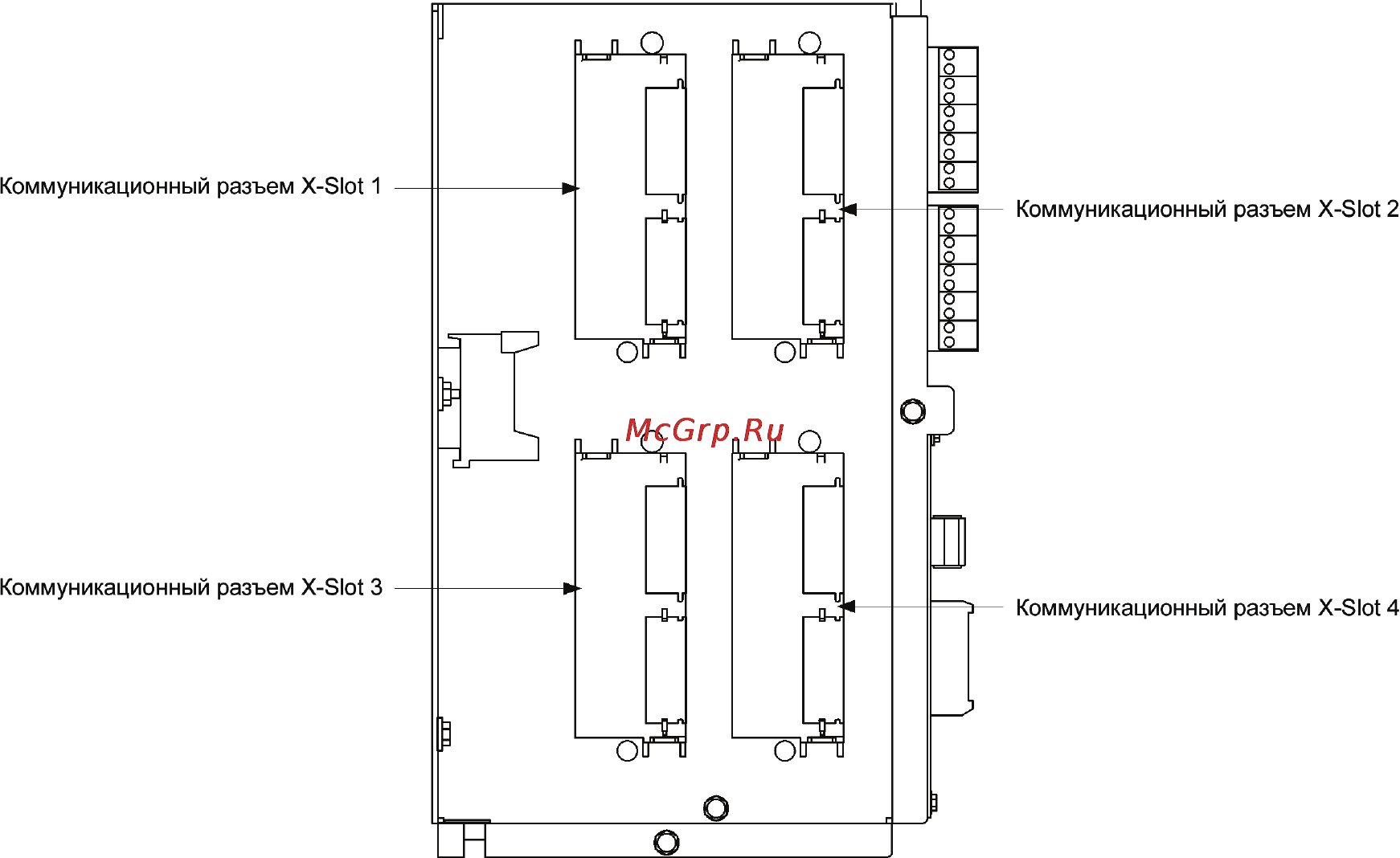 Eaton Powerware 9395 225-275 кВА [54/157] Рис 4 12 коммуникационные разъемы x slot