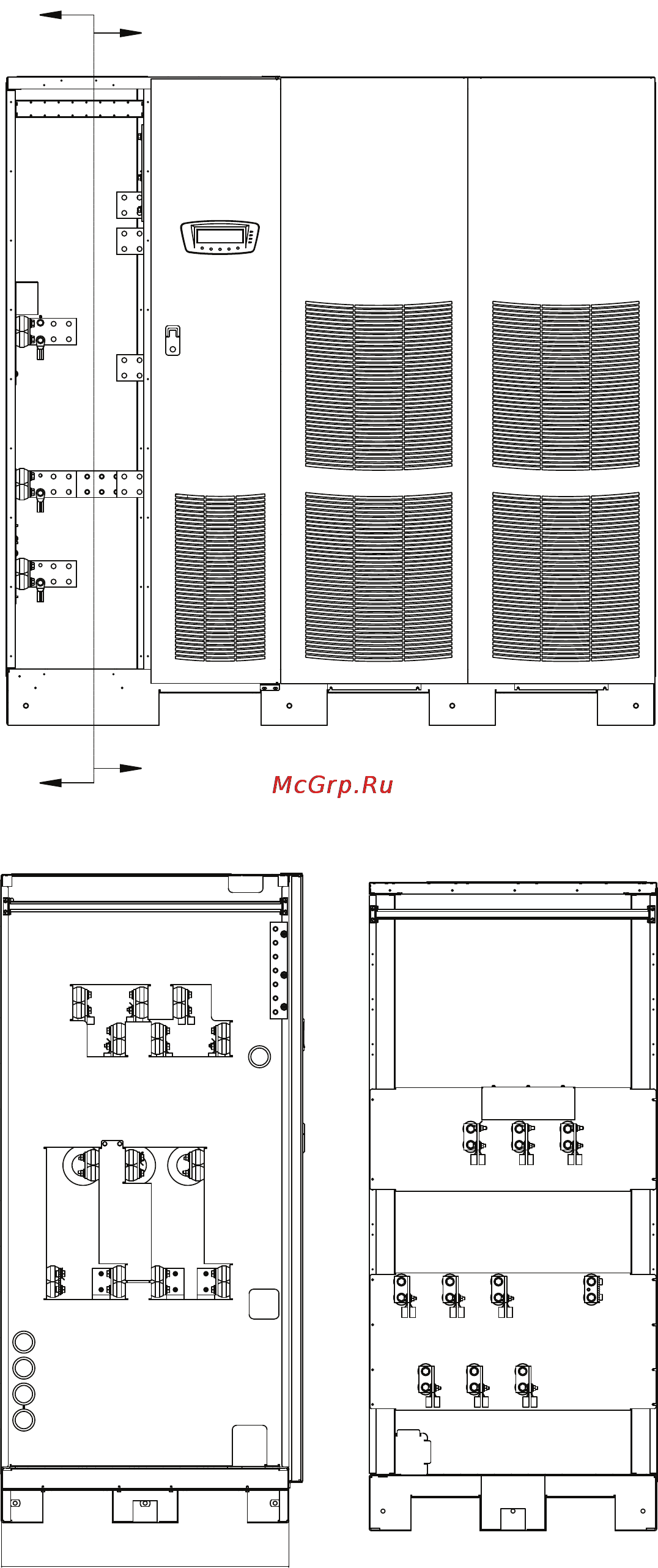 Eaton Powerware 9395 450-550 кВА [46/161] Рис 4 7 расположение клемм питания ибп раздельный выпрямительный ввод