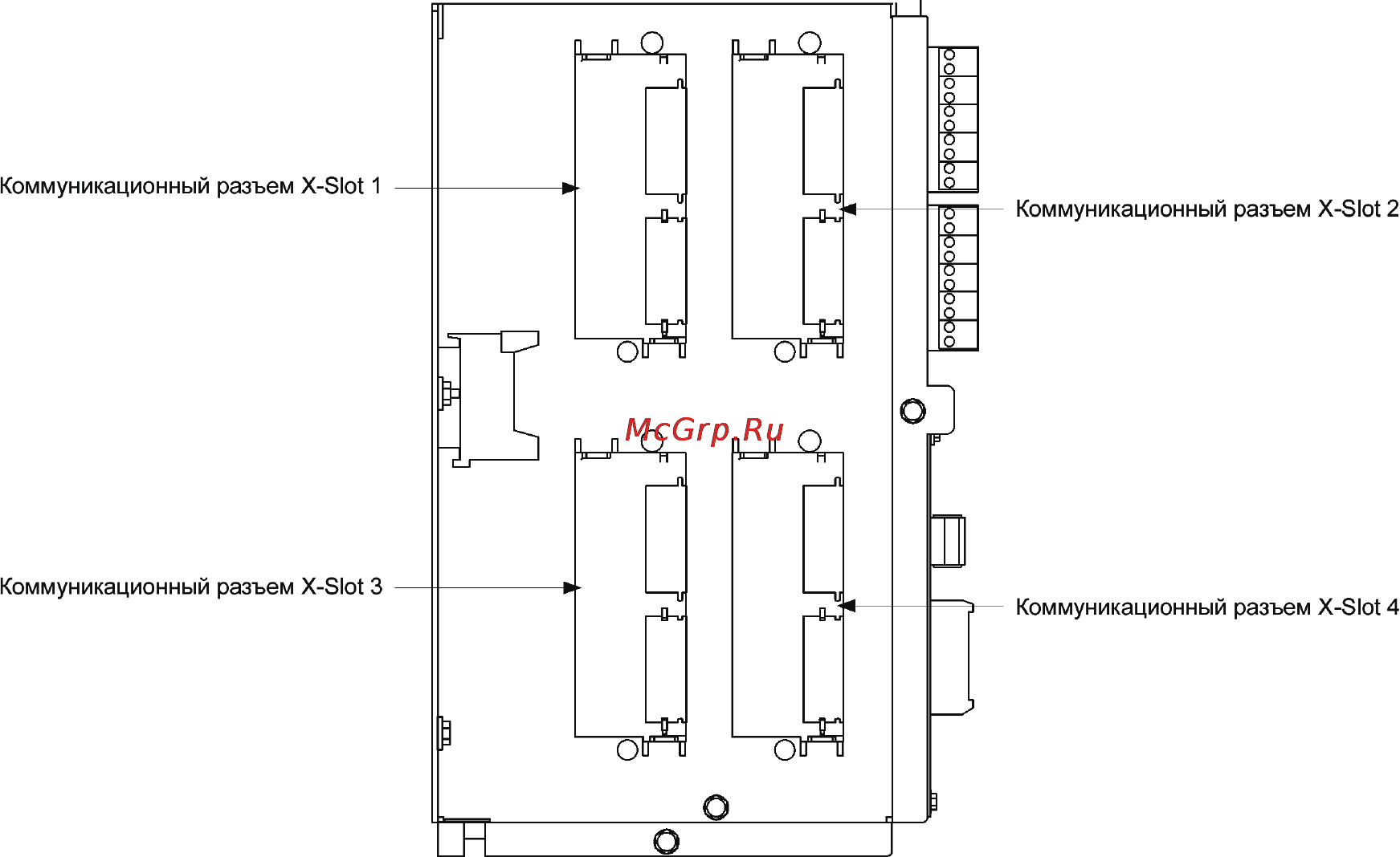 Eaton Powerware 9395 450-550 кВА [55/161] Рис 4 15 коммуникационные разъемы x slot