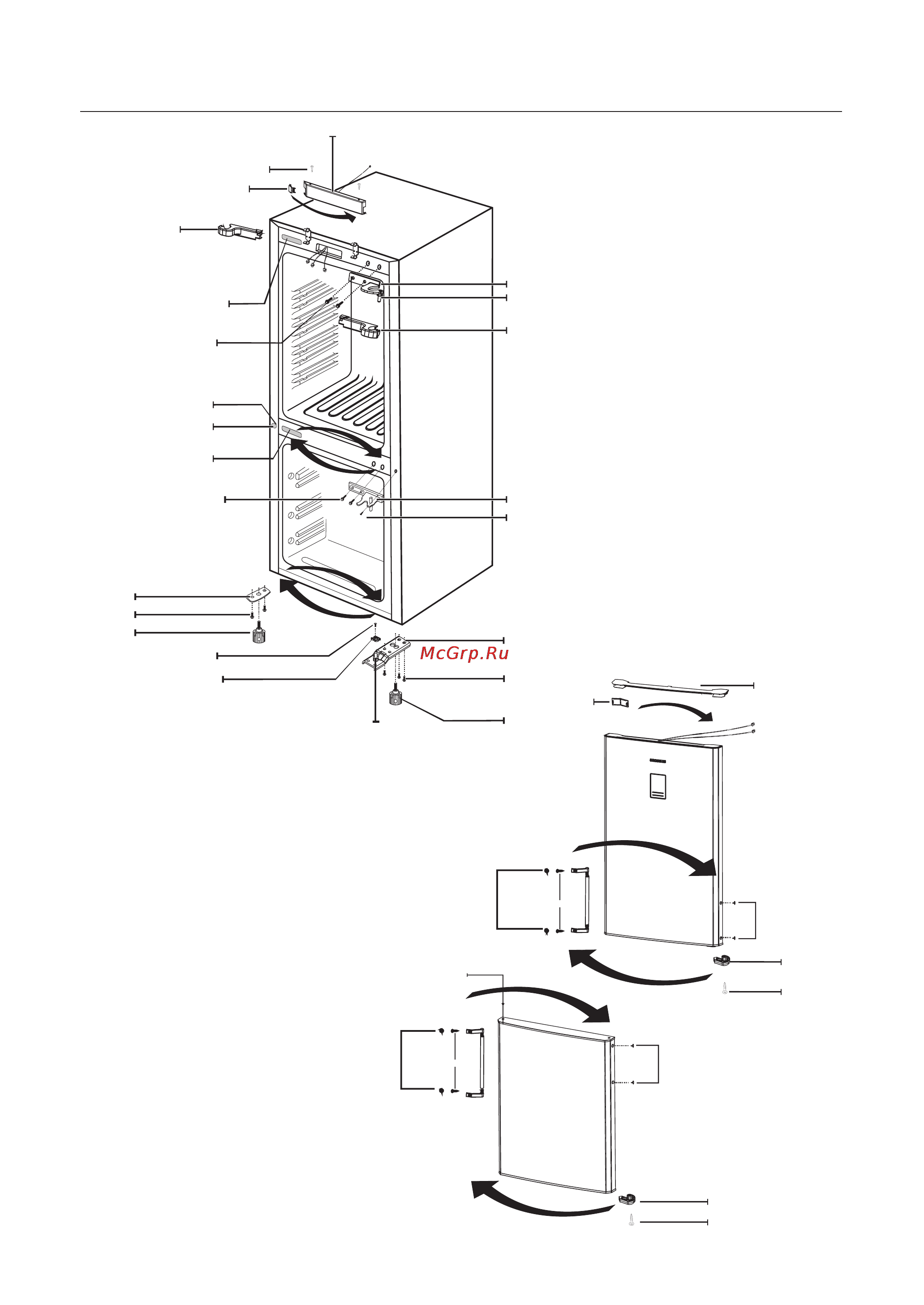 Samsung RL36SCMG3 [18/28] Изменение направления открывания дверец 1