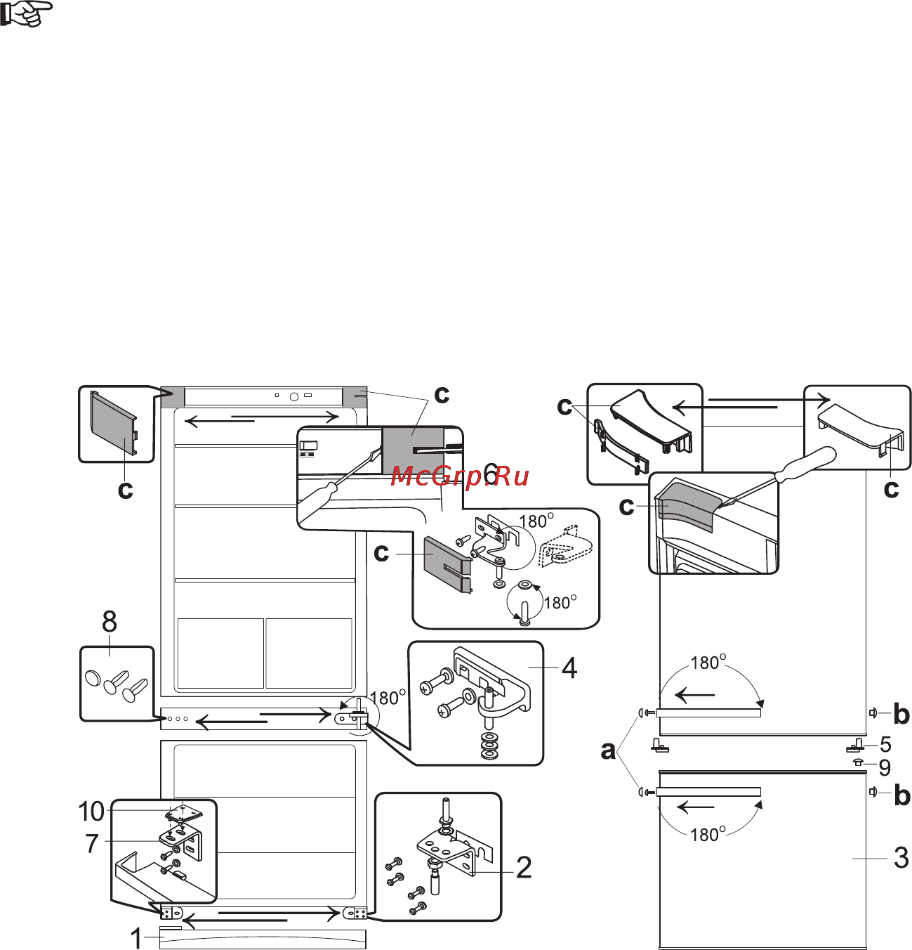 Snaige ICE LOGIC RF36SM [10/16] Изменение направления открытия дверей