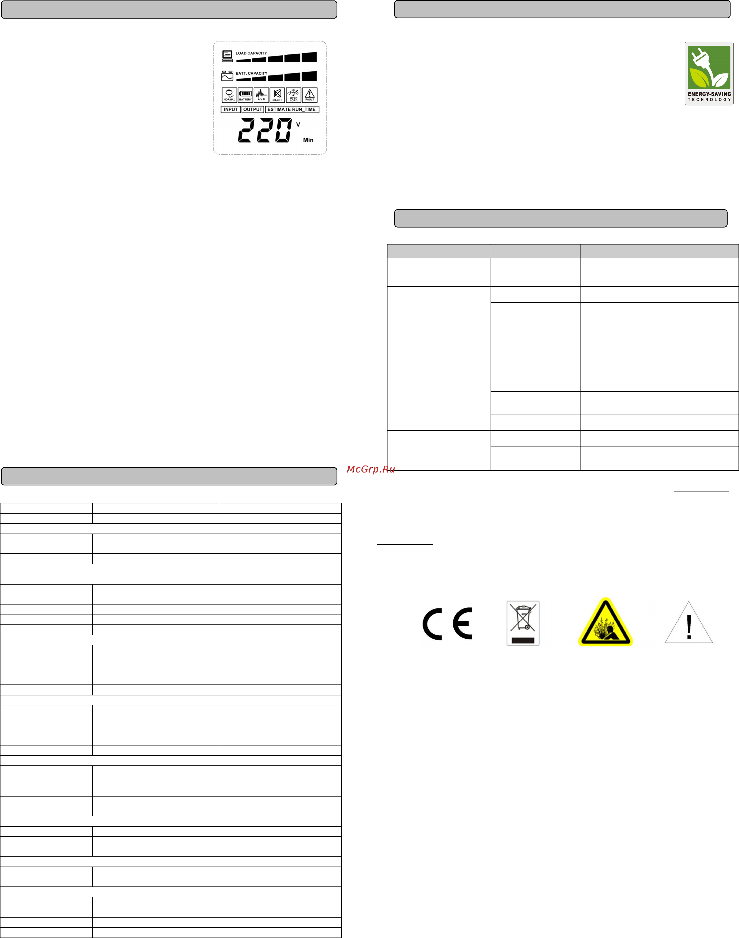 Cyberpower CP1350EAVRLCD [2/2] Устранение неисправностей