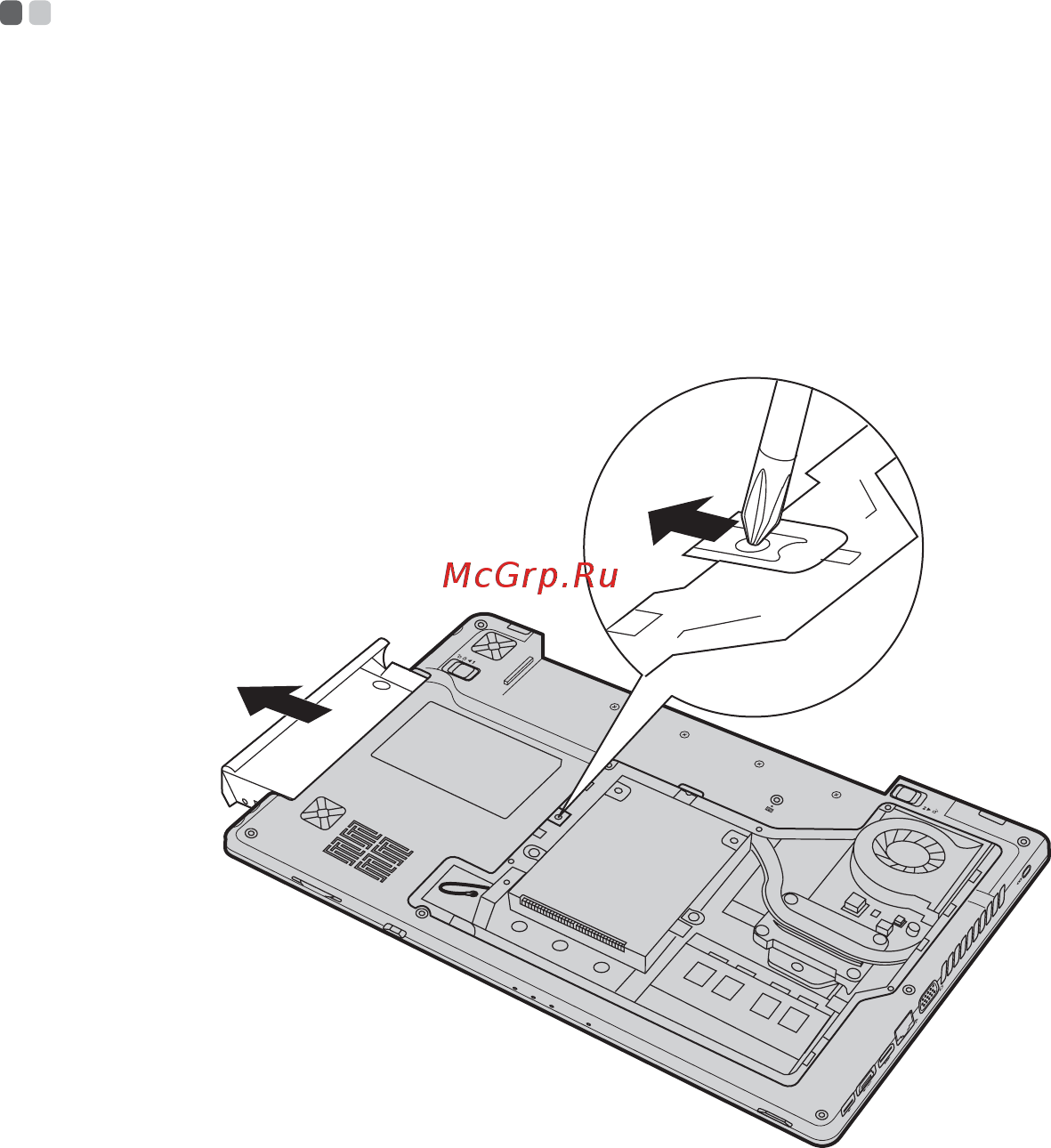 Lenovo IdeaPad Z575 129979 [59/63] Извлечение дисковода оптических дисков