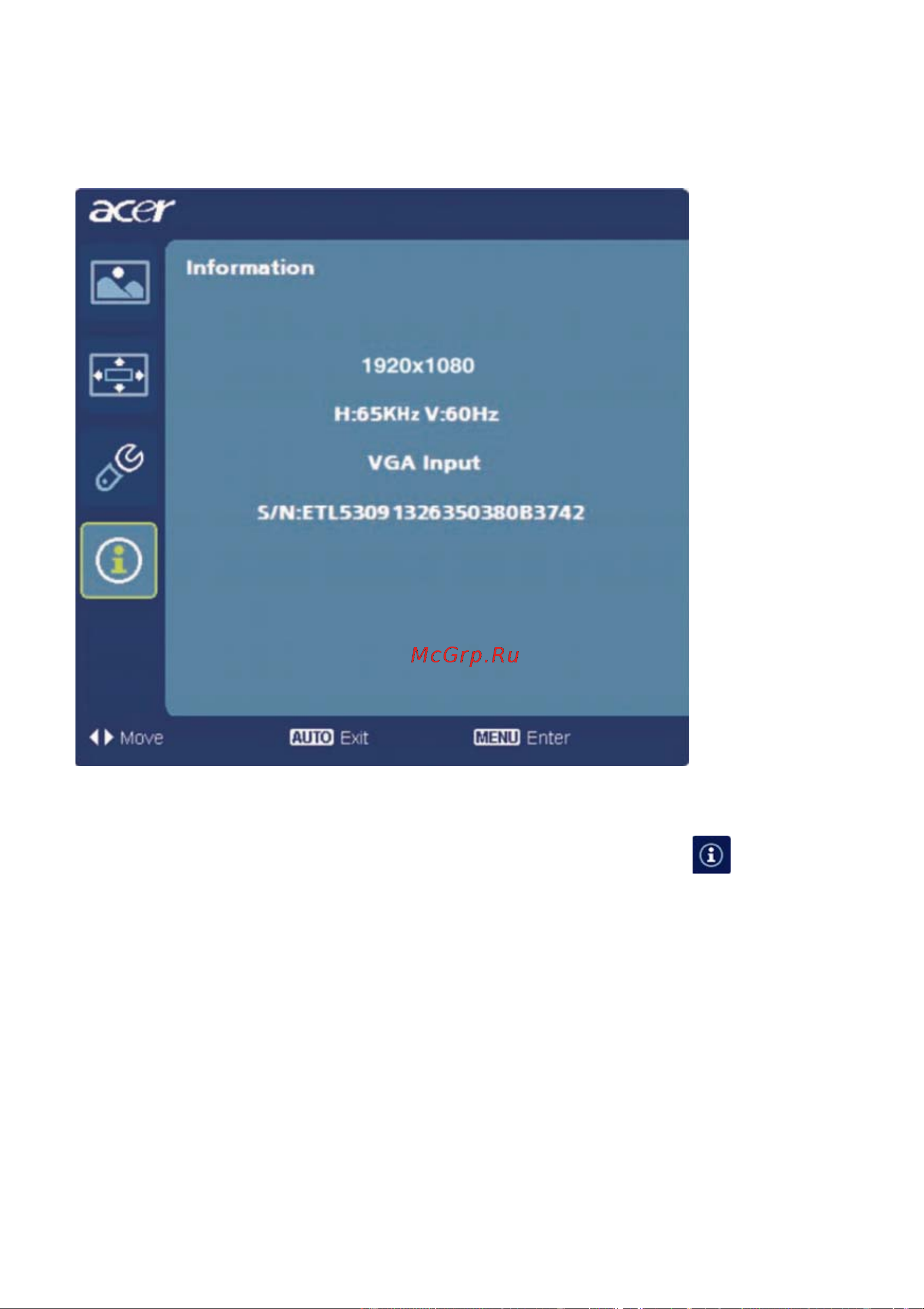 Acer S242HLCbid Инструкция по эксплуатации онлайн [24/28] 60443