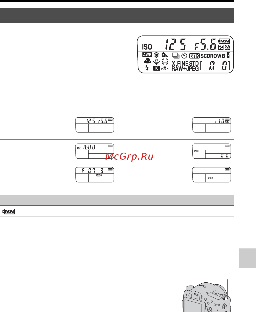 Sony Alpha SLT-A77VK+ Kit 1855 Bl [99/546] Панель дисплея