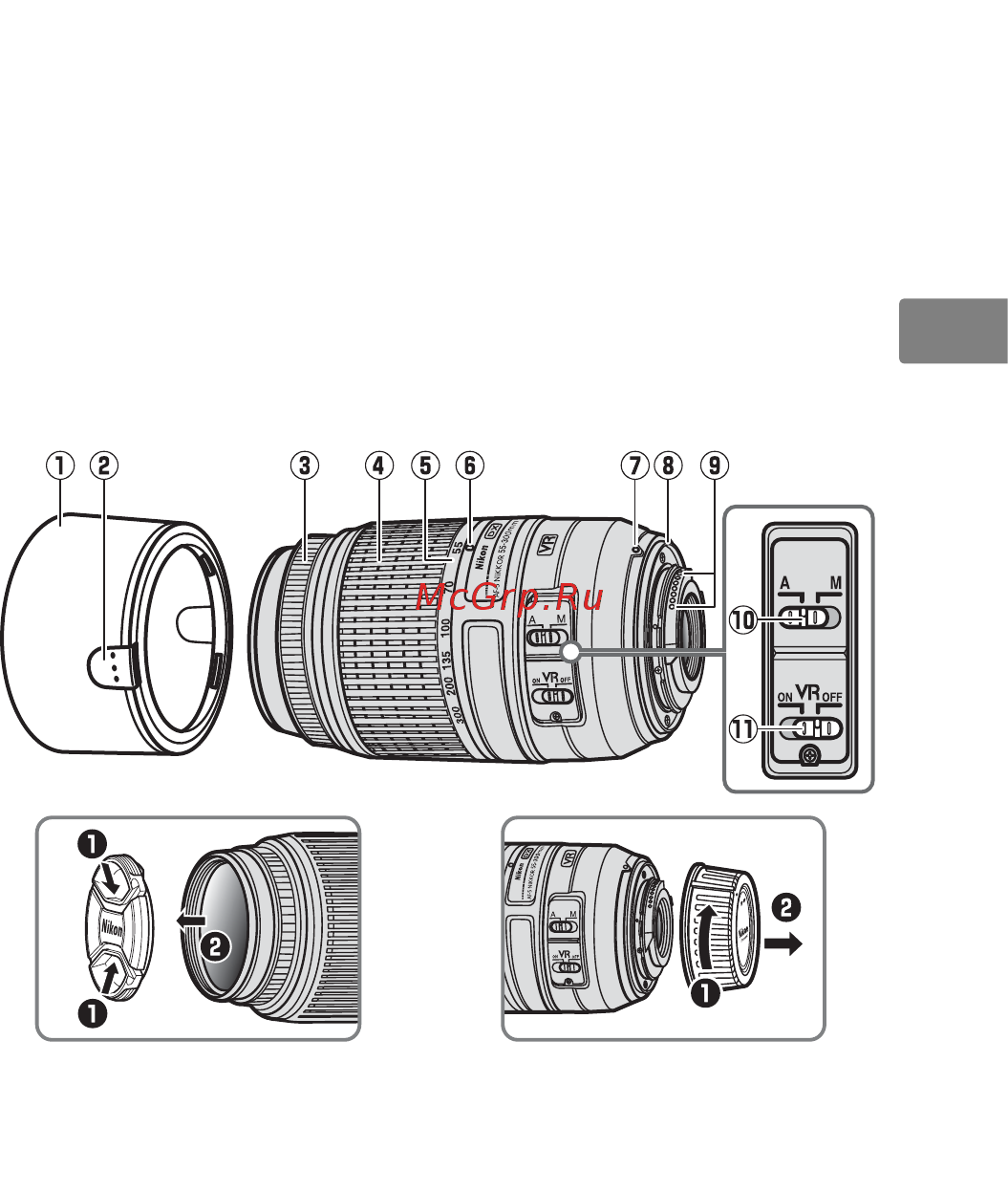 Nikon AF-S DX 55-300 f4.5-5.6 VR [37/140] Partes del objetivo