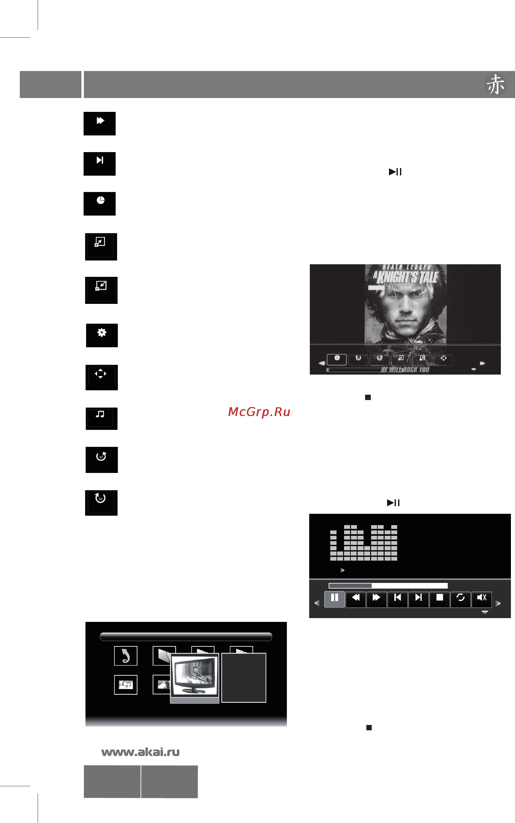 Akai LEA-32M12W [25/32] Управление работой медиа плеера