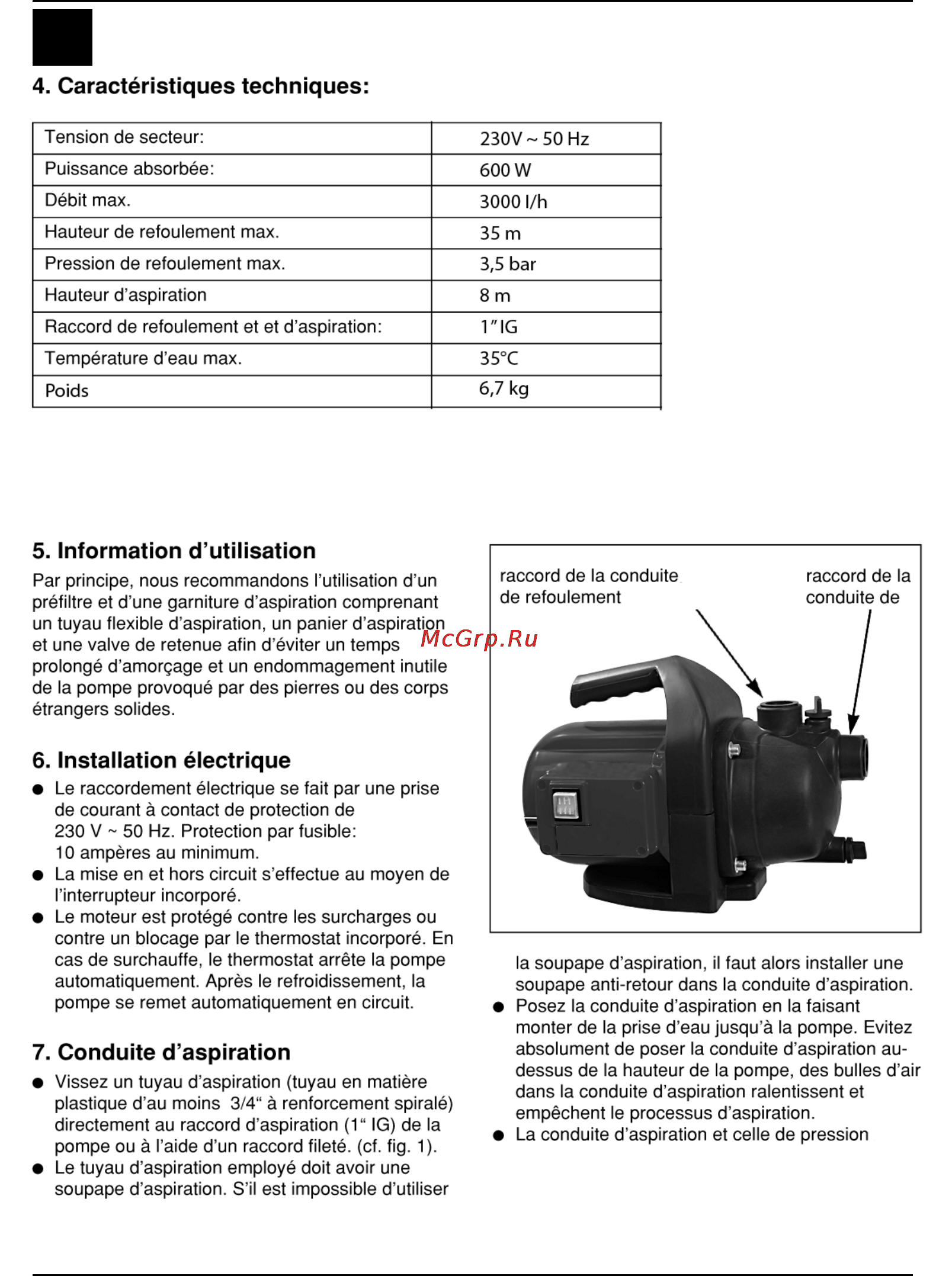 Defort DGP-600N [10/76] Caractéristiques techniques
