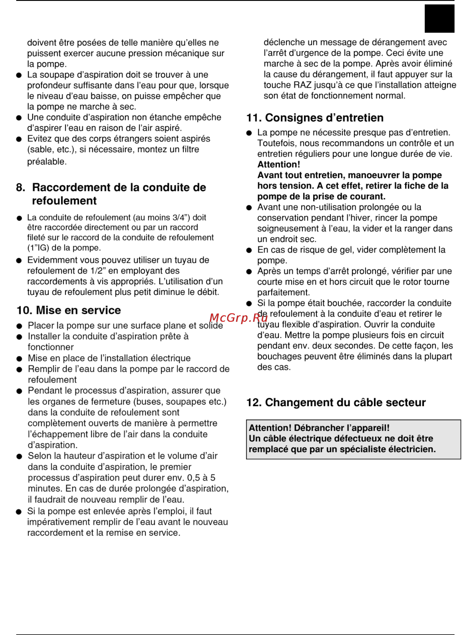 Defort DGP-600N [11/76] Mise en service