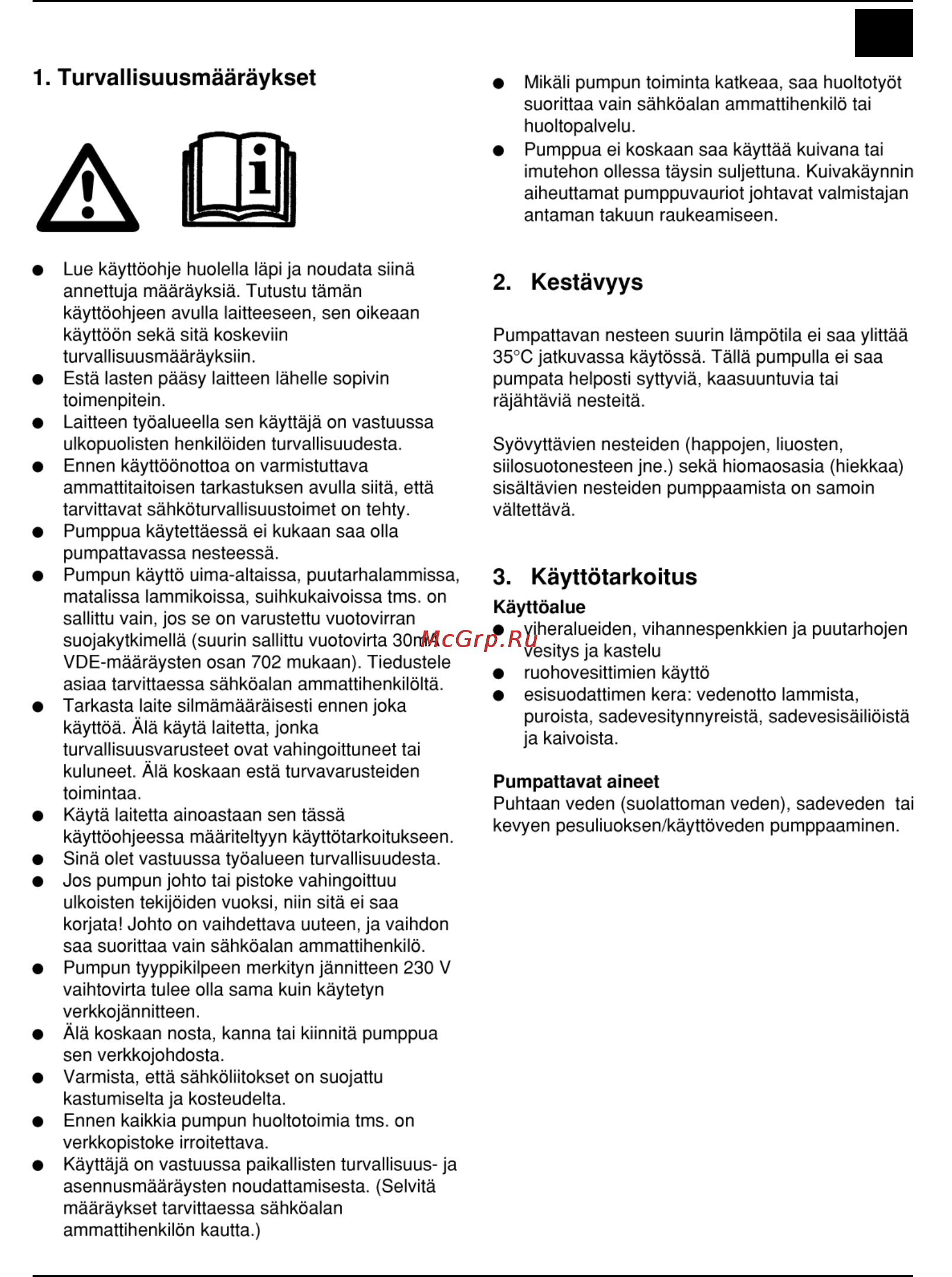 Defort DGP-600N [27/76] Turvallisuusmääräykset