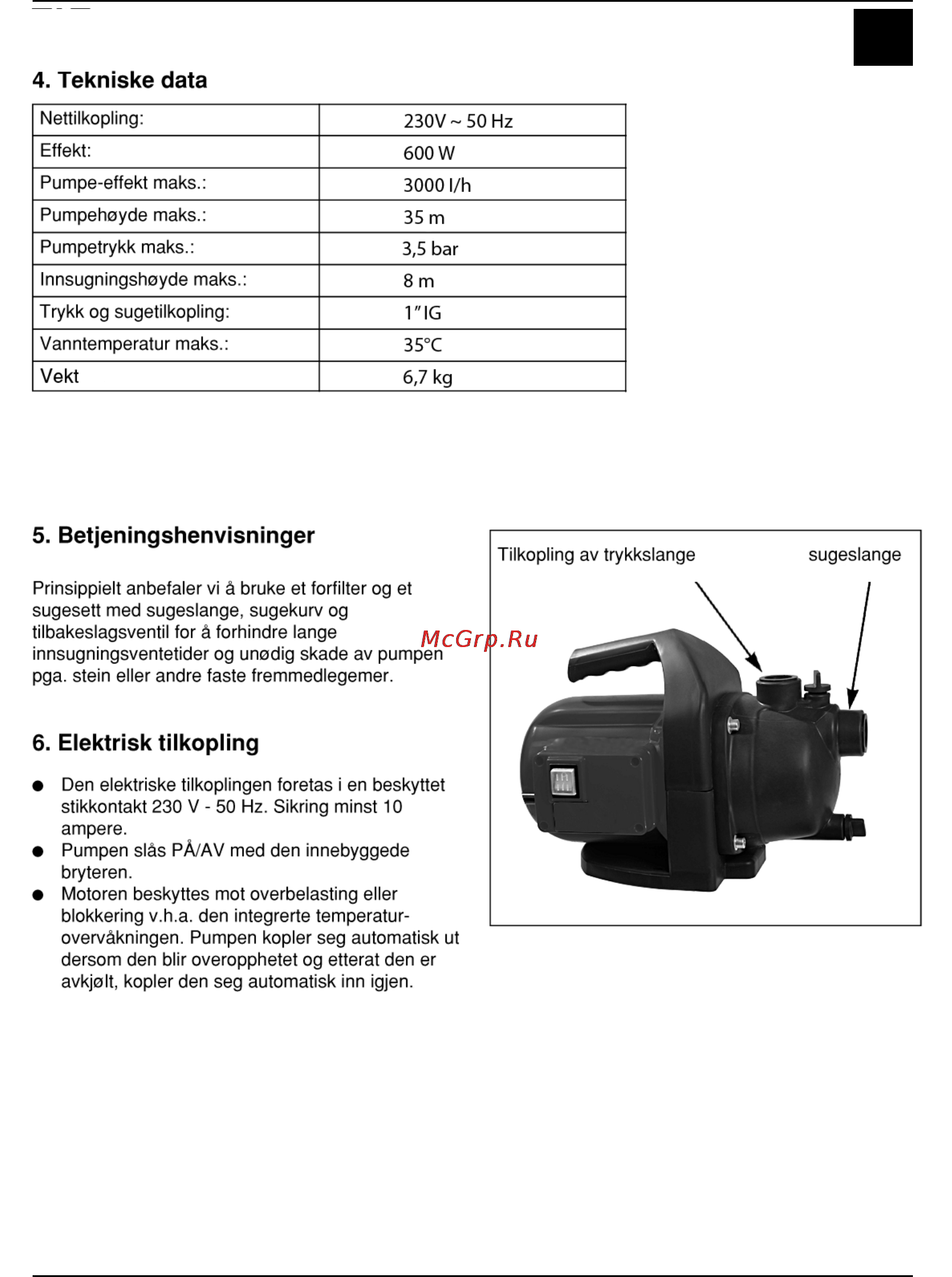 Defort DGP-600N [31/76] Tekniske data
