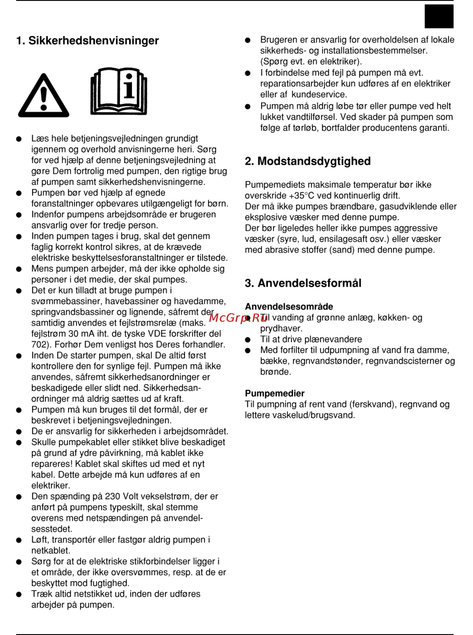 Defort DGP-600N [33/76] Sikkerhedshenvisninger