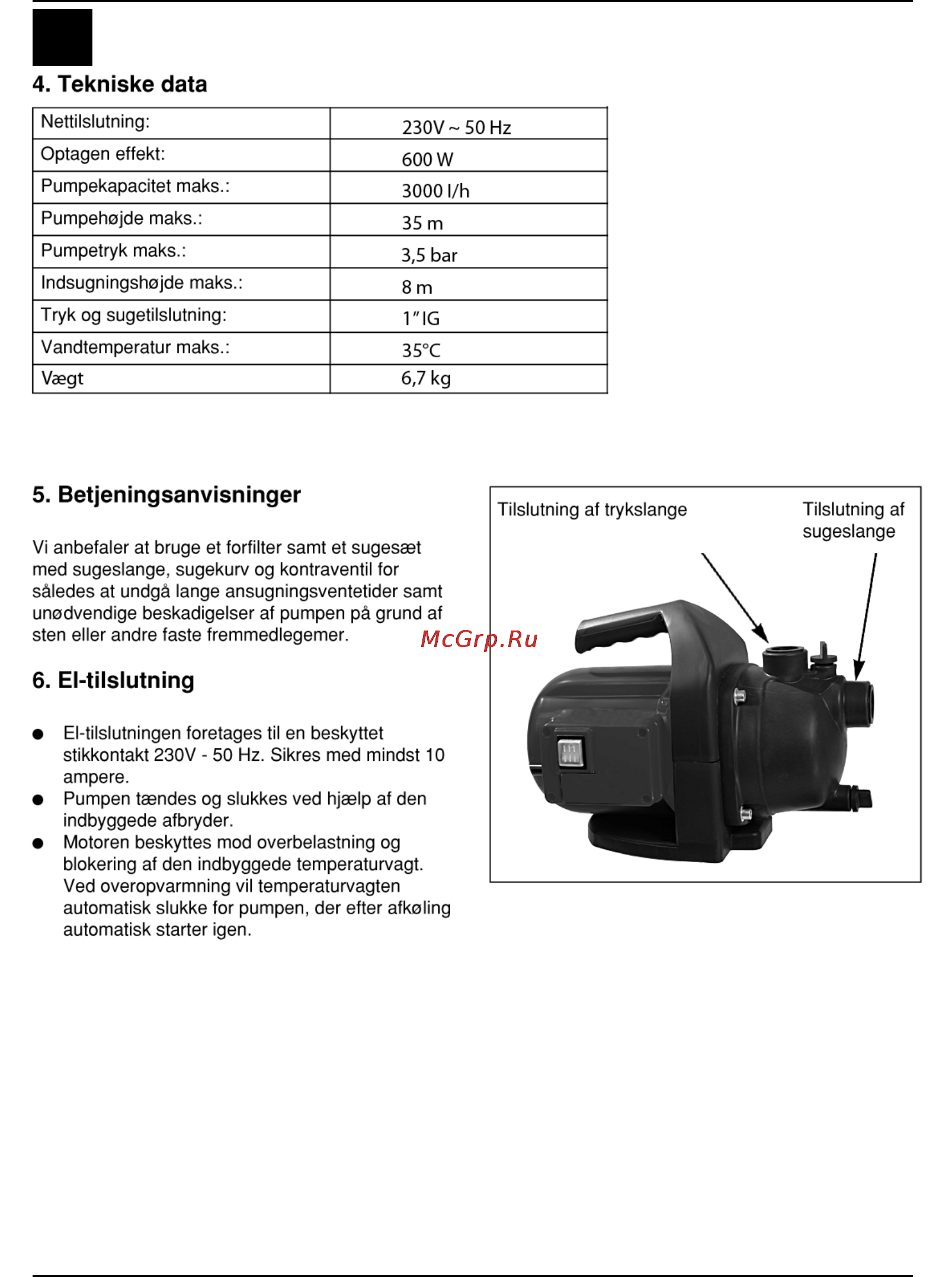Defort DGP-600N [34/76] Tekniske data