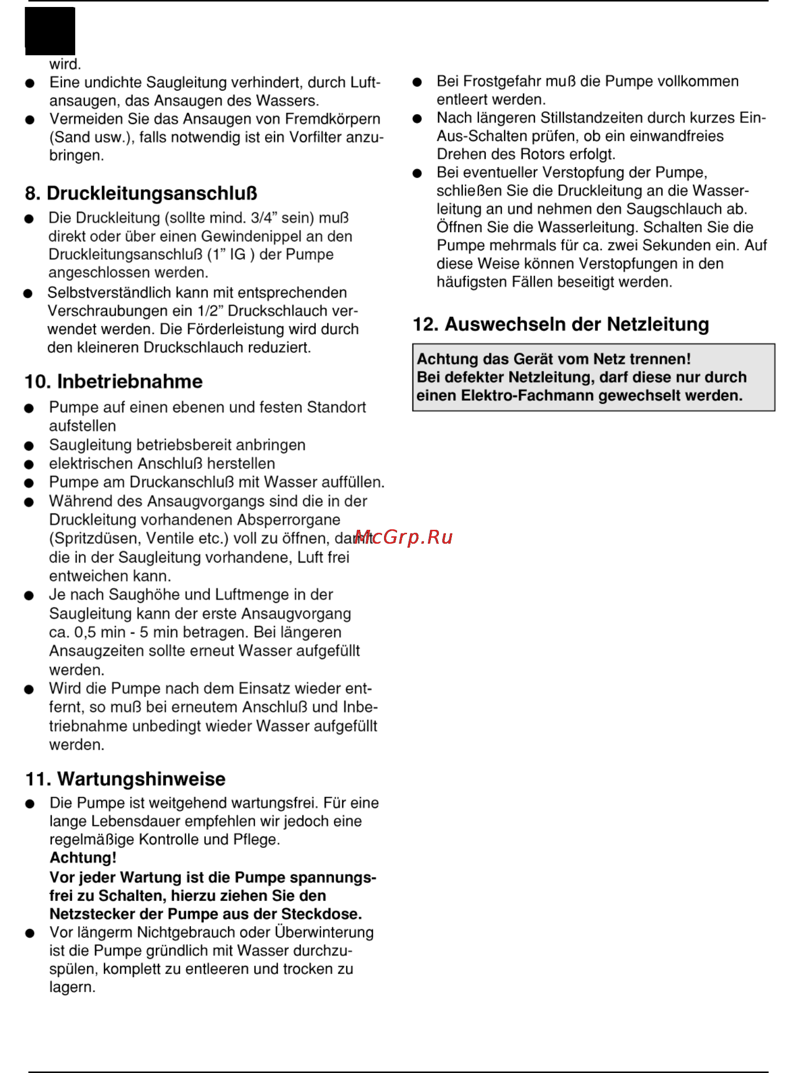 Defort DGP-600N [8/76] Inbetriebnahme