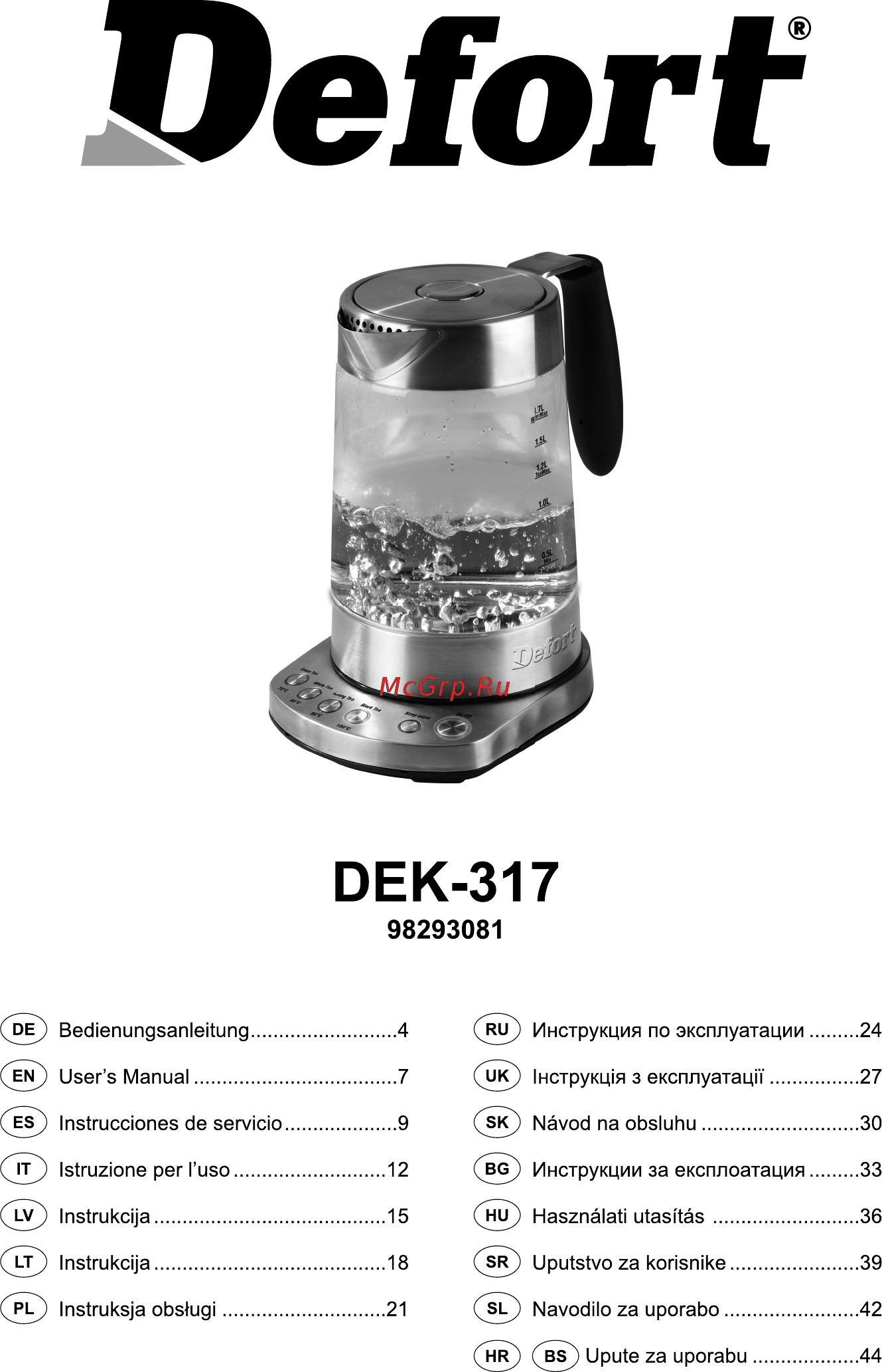 Defort DEK-317 Инструкция по эксплуатации онлайн