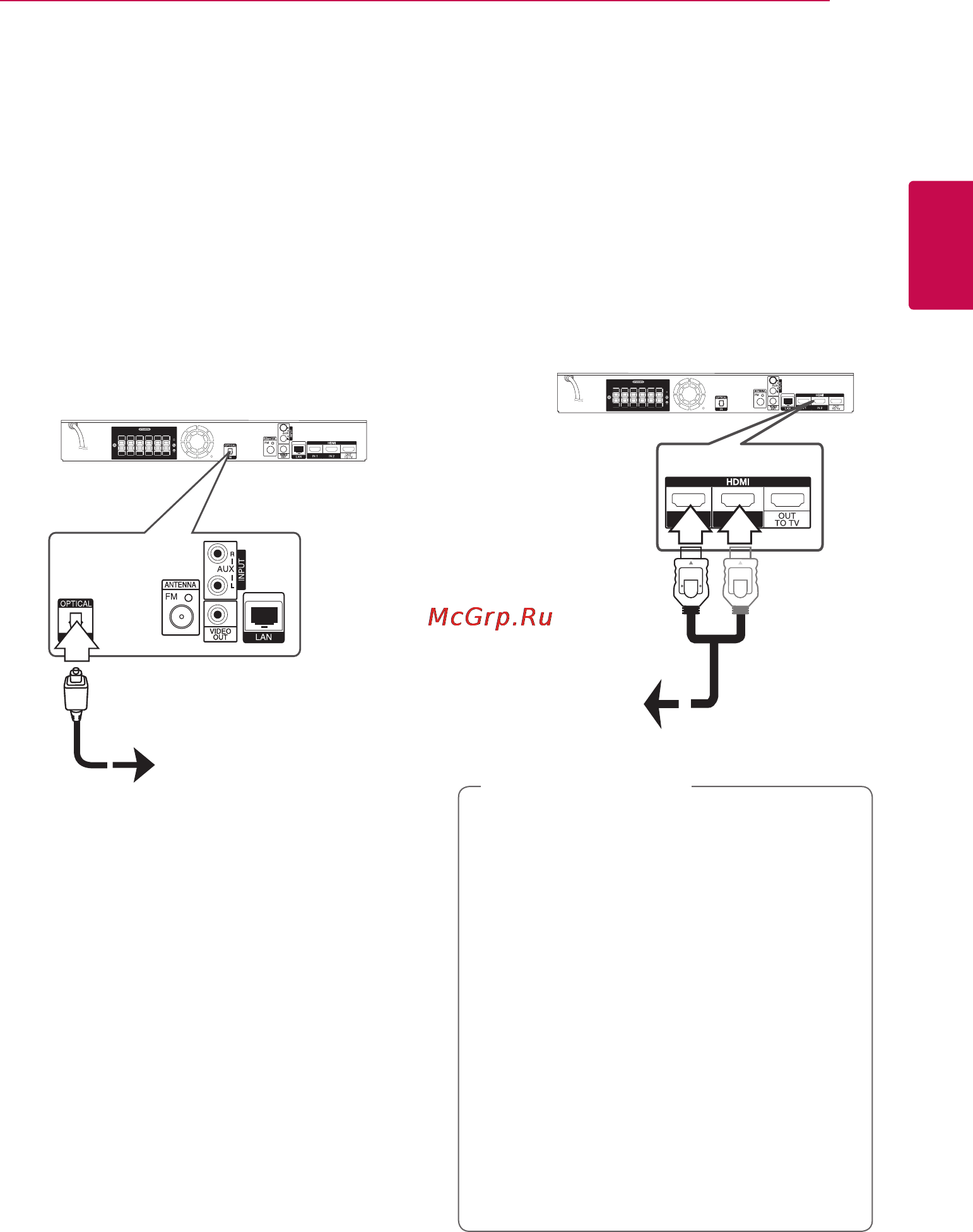 LG BH7520T [23/72] Подключение через разъемы hdmi in 1 2