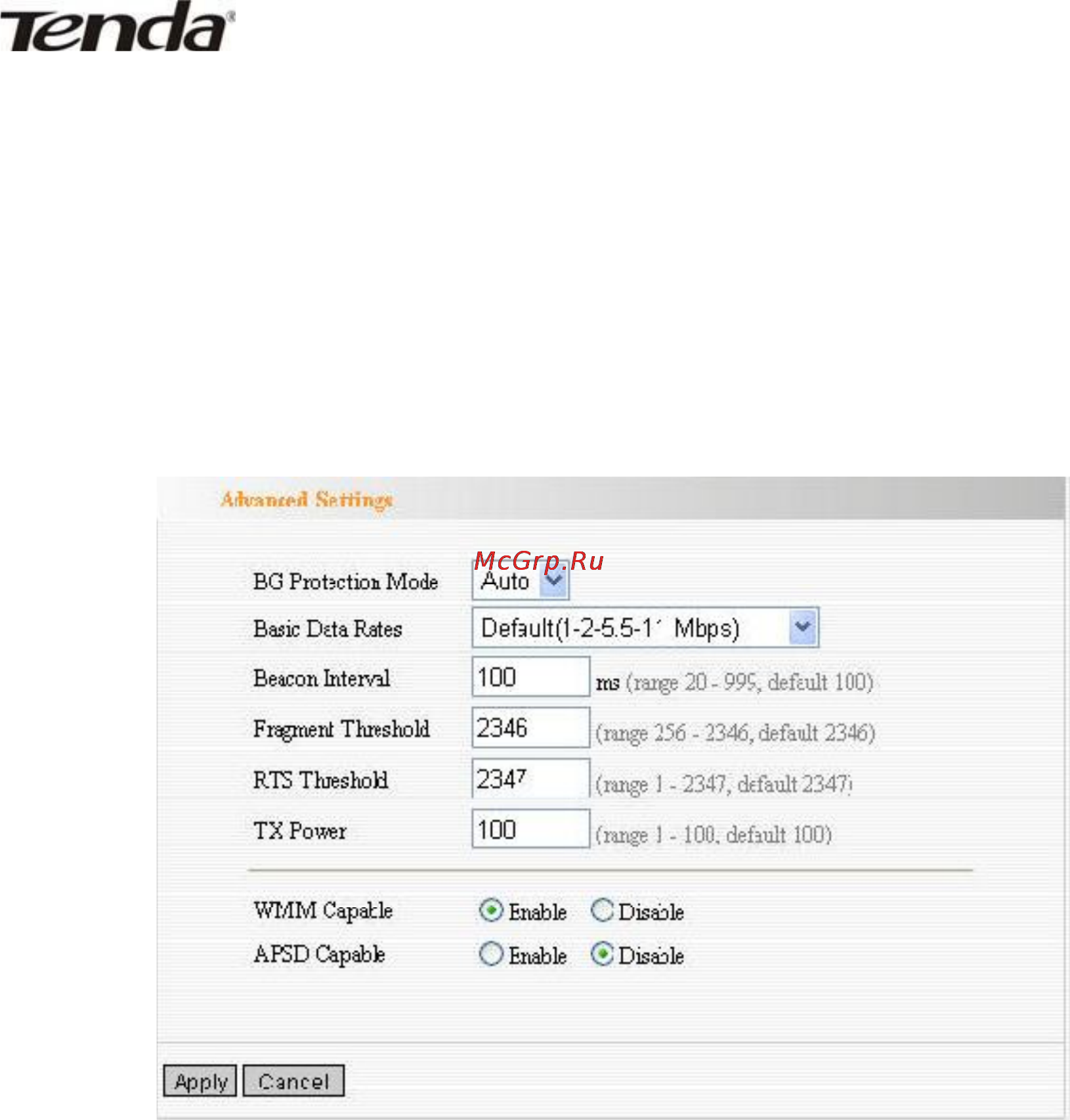 Tenda W306R [44/79] Advanced wireless settings расширенные настройки беспроводной