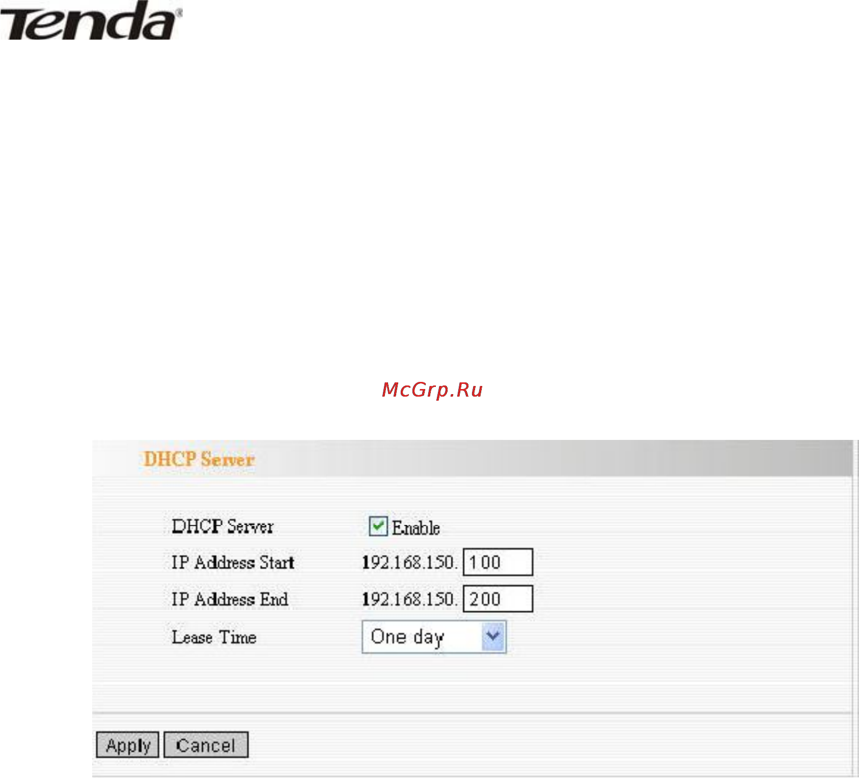 Tenda W306R [47/79] Глава 7 сервер dhcp