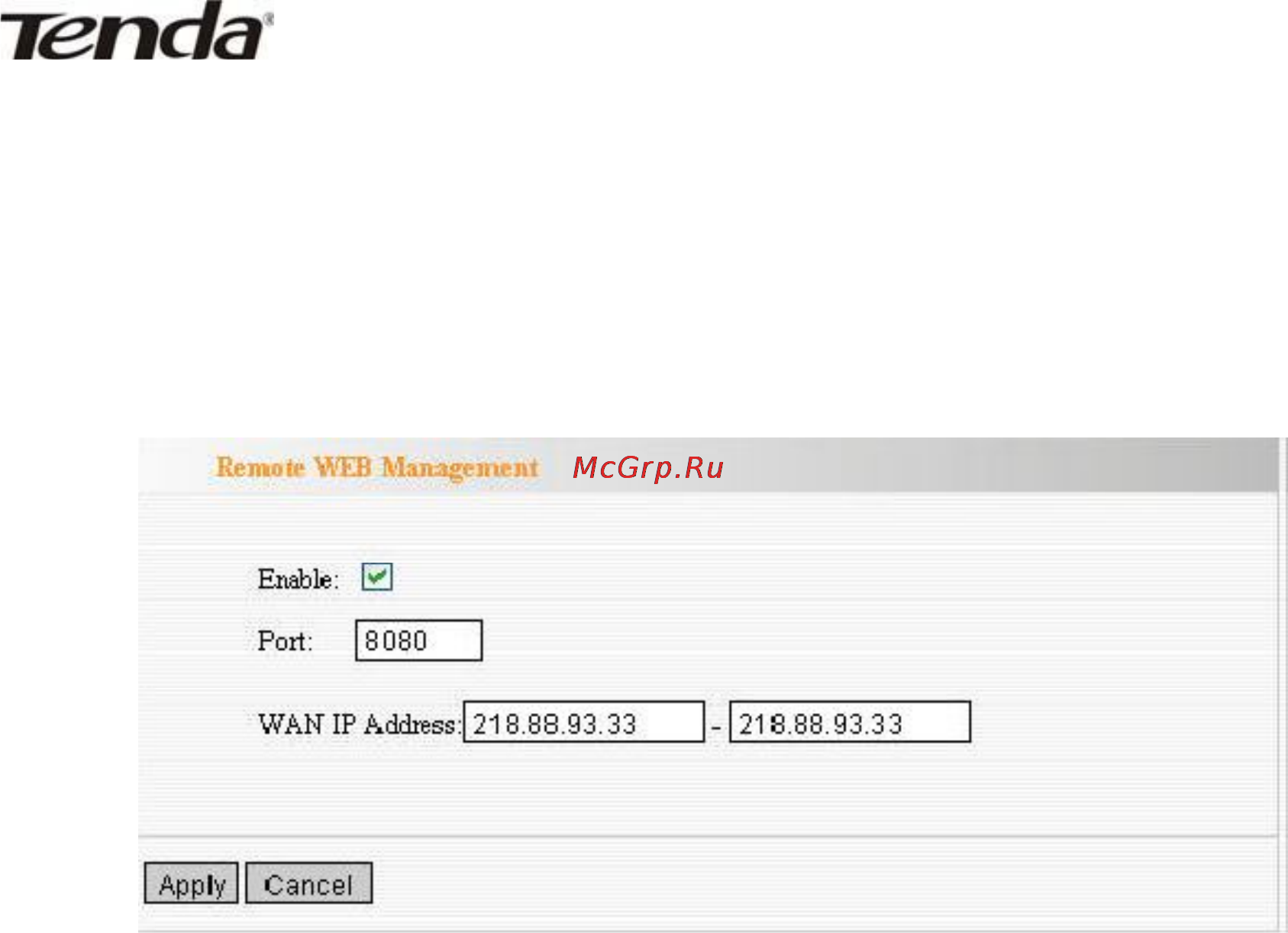 Tenda W306R [65/79] Remote web management удаленное управление через веб