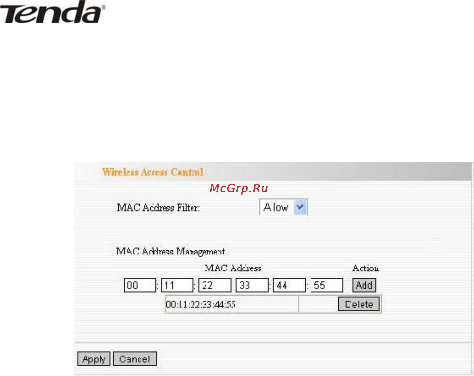 Tenda W302R [45/75] Wireless access control контроль доступа к беспроводной сети