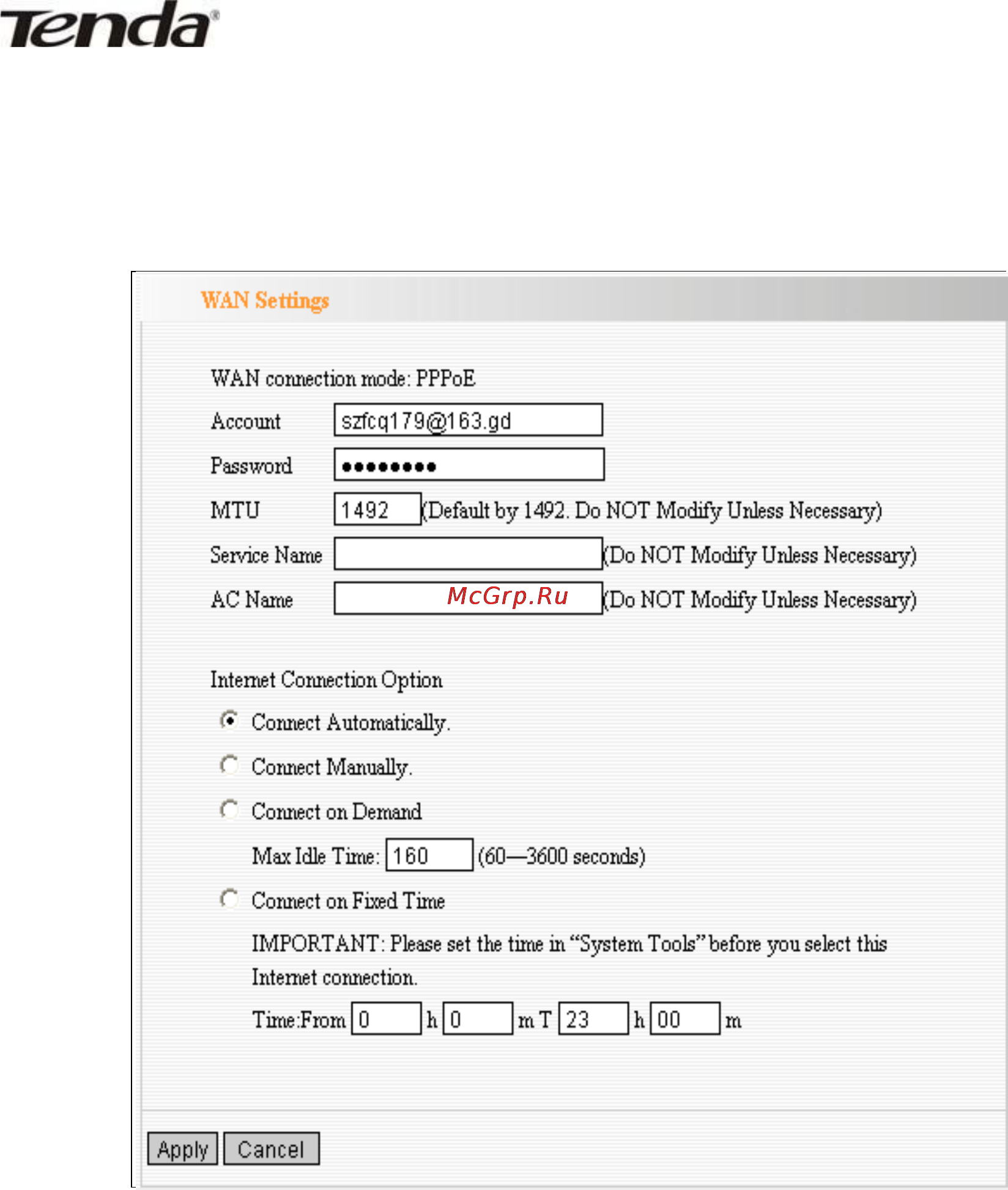 Tenda W268R [21/64] Wan setting настройки wan